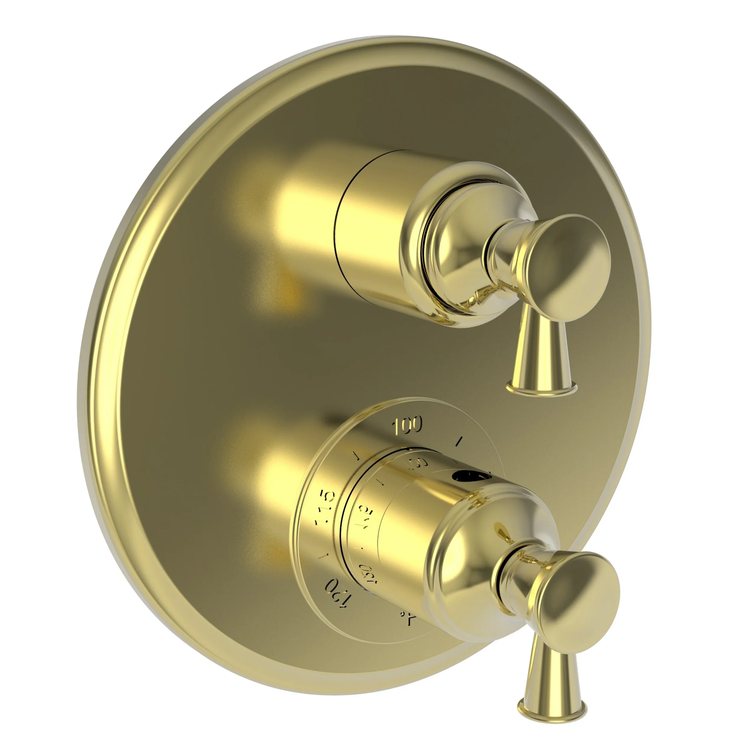 Vander - 1/2" Round Thermostatic Trim Plate with Handle - Uncoated Polished Brass - Living - 3-2913TR | Newport Brass