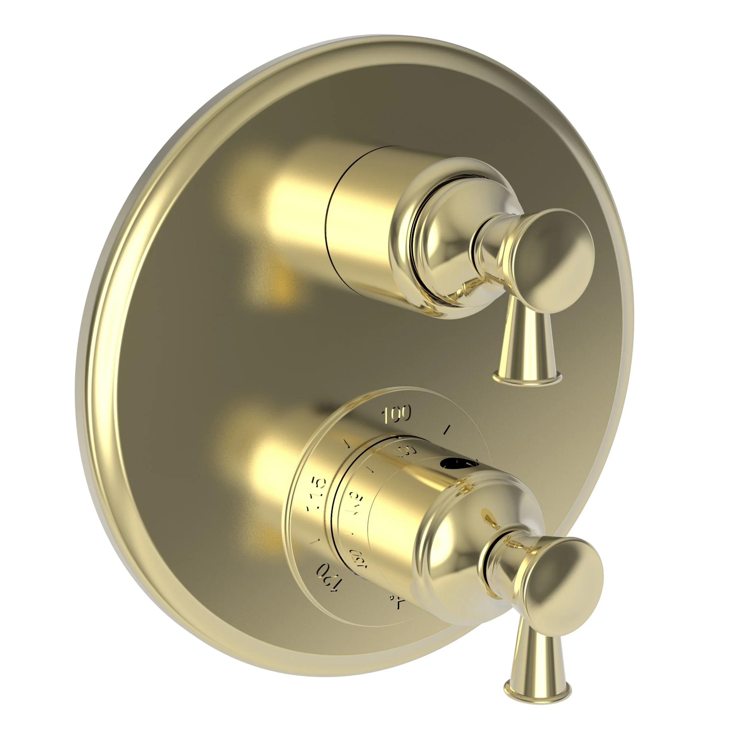 Vander - 1/2" Round Thermostatic Trim Plate with Handle - French Gold - PVD - 3-2913TR | Newport Brass