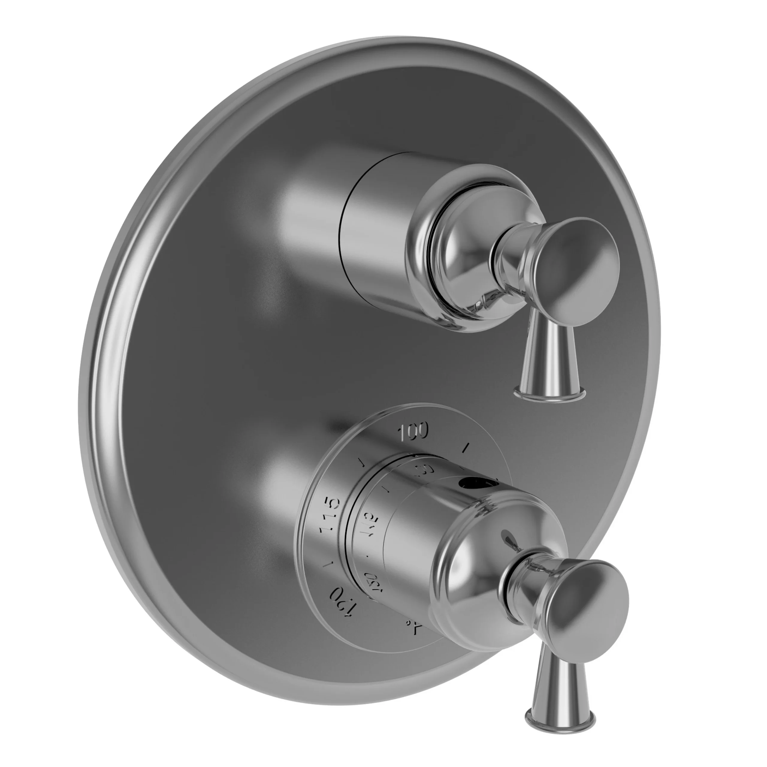 Vander - 1/2" Round Thermostatic Trim Plate with Handle - Midnight Chrome - 3-2913TR | Newport Brass