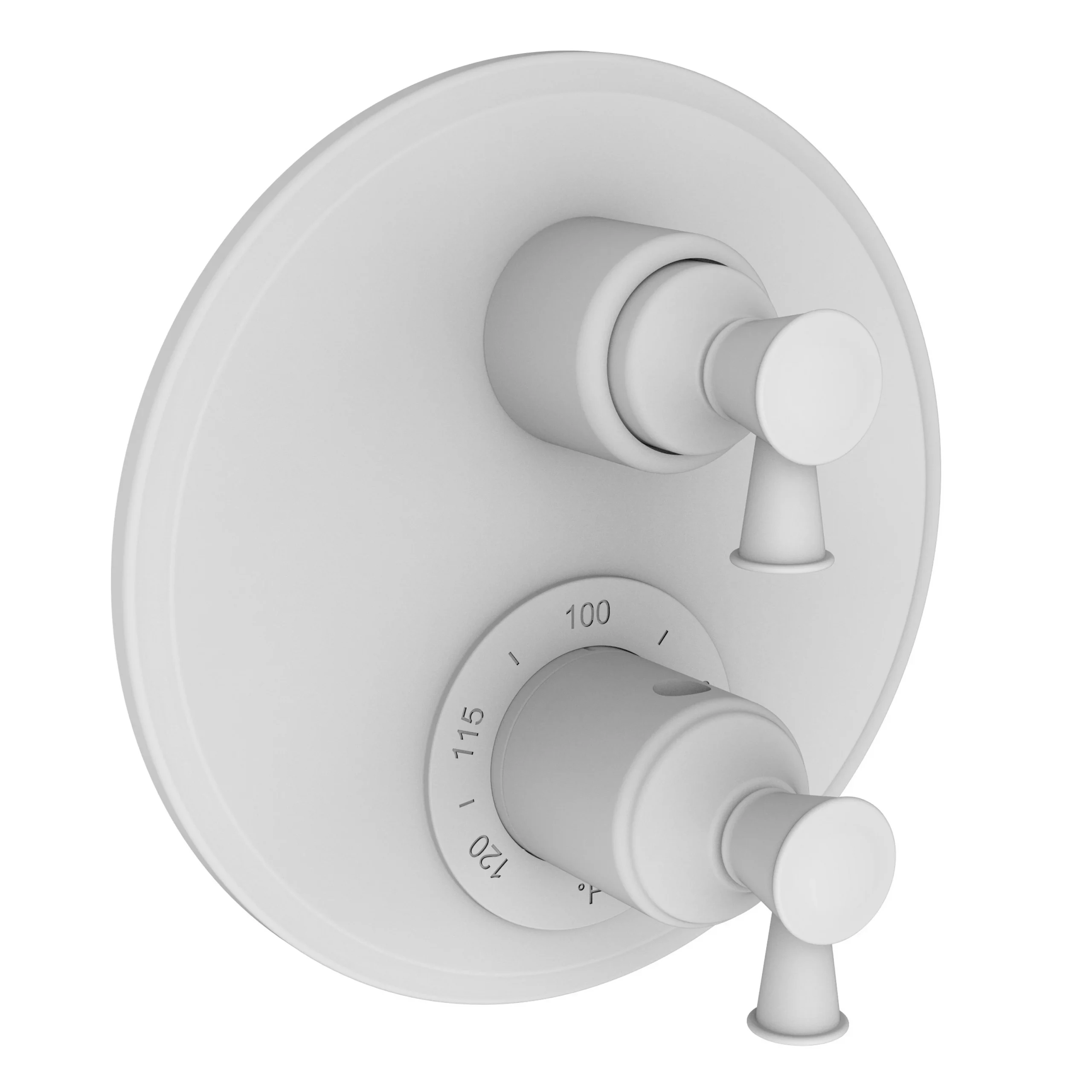 Vander - 1/2" Round Thermostatic Trim Plate with Handle - Matte White - 3-2913TR | Newport Brass