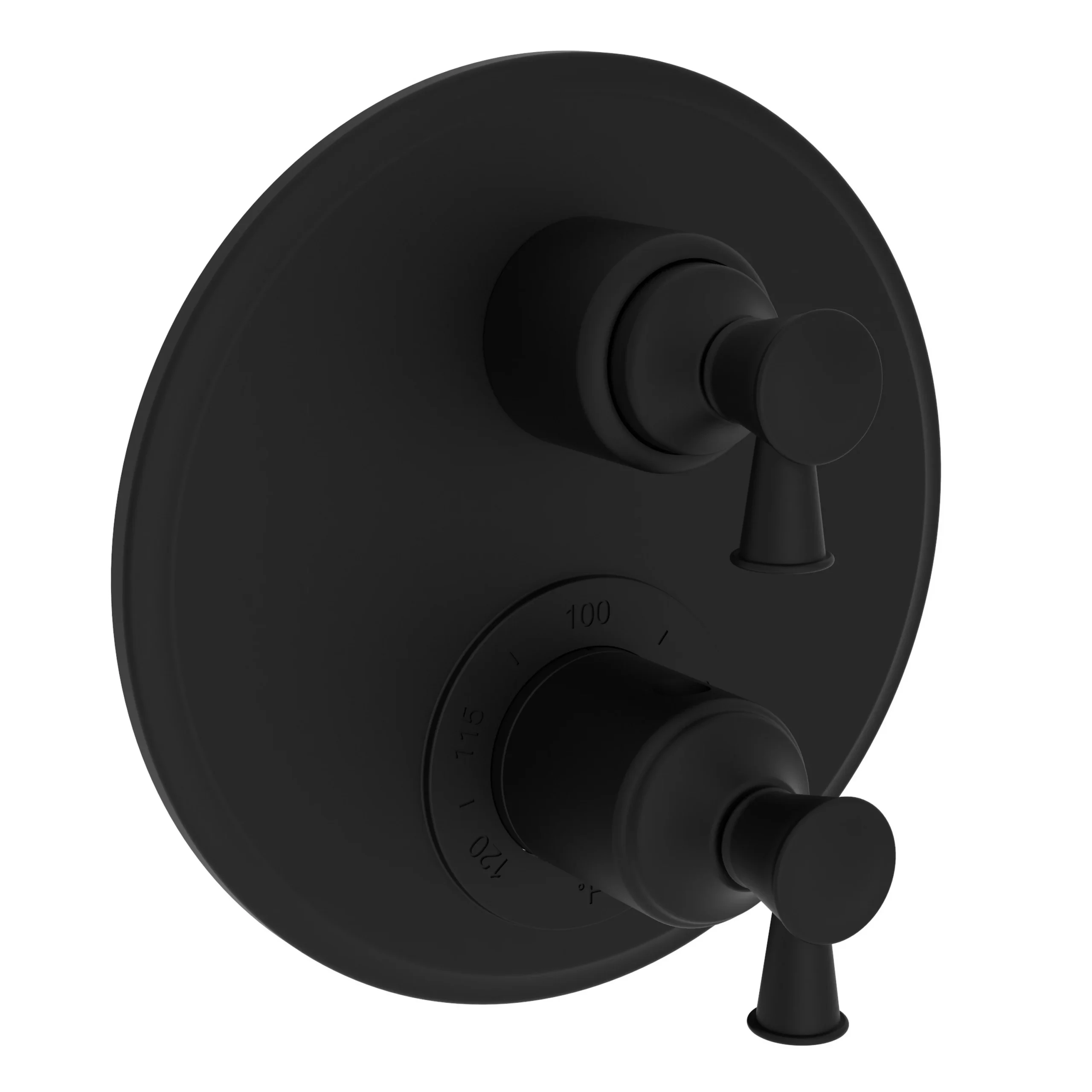 Vander - 1/2" Round Thermostatic Trim Plate with Handle - Flat Black - 3-2913TR | Newport Brass