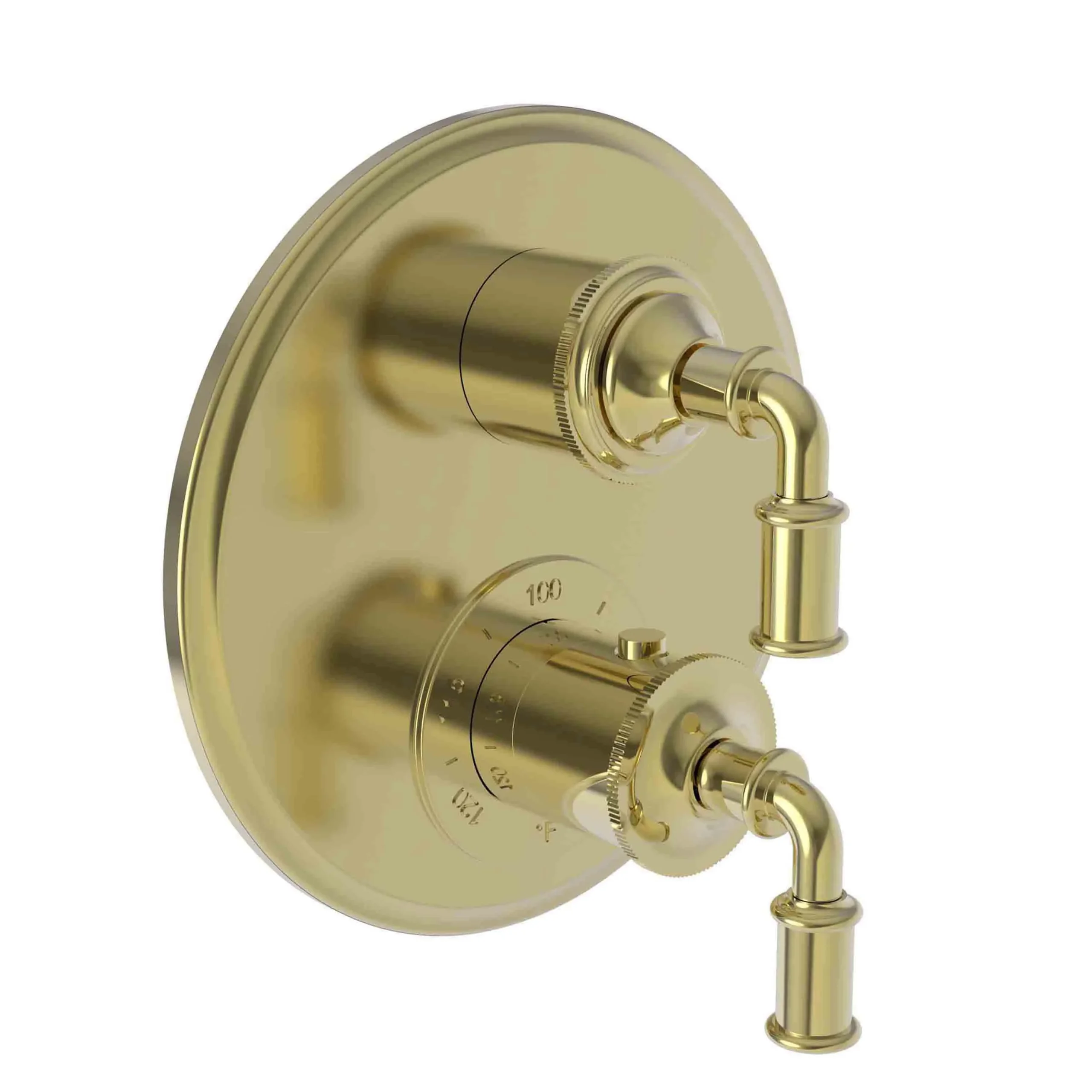Taft - 1/2" Round Thermostatic Trim Plate with Handle - Uncoated Polished Brass - Living - 3-2943TR | Newport Brass