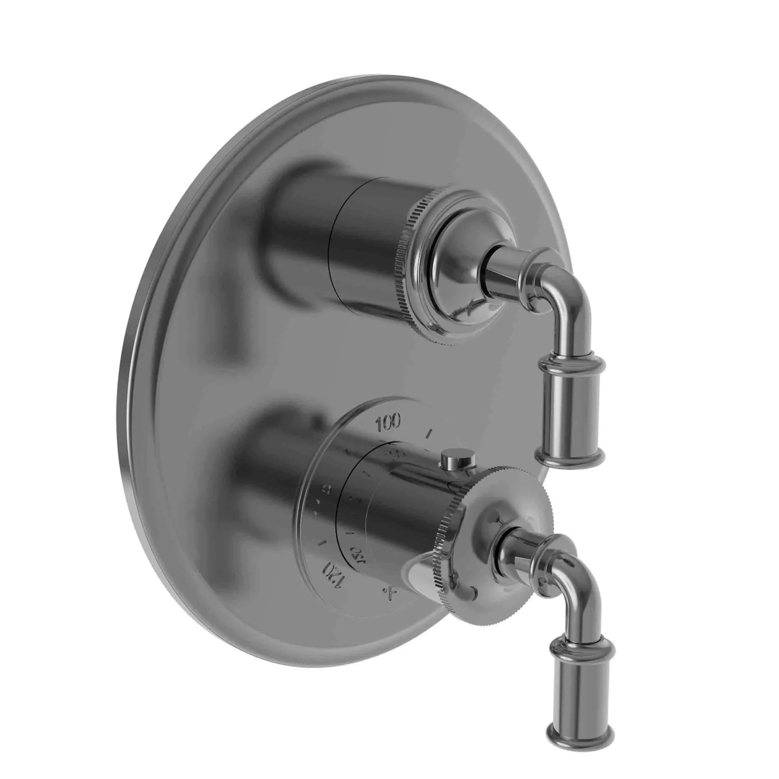 Taft - 1/2" Round Thermostatic Trim Plate with Handle - Midnight Chrome - 3-2943TR | Newport Brass