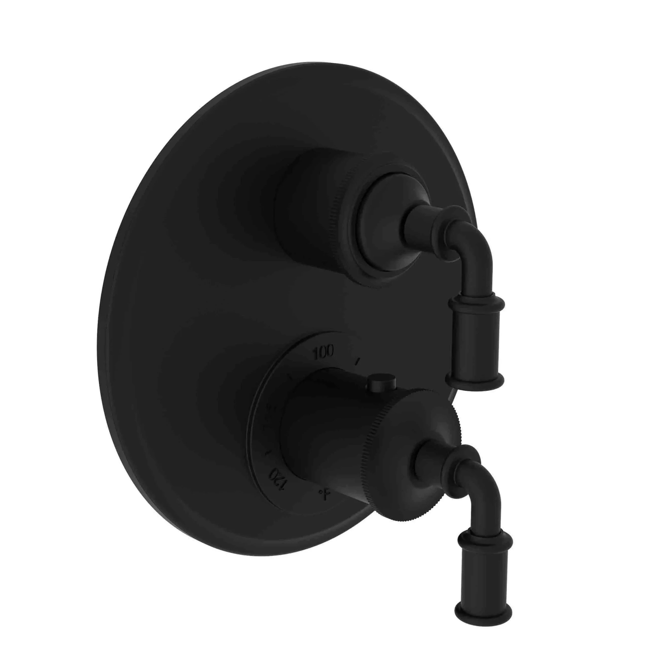 Taft - 1/2" Round Thermostatic Trim Plate with Handle - Flat Black - 3-2943TR | Newport Brass