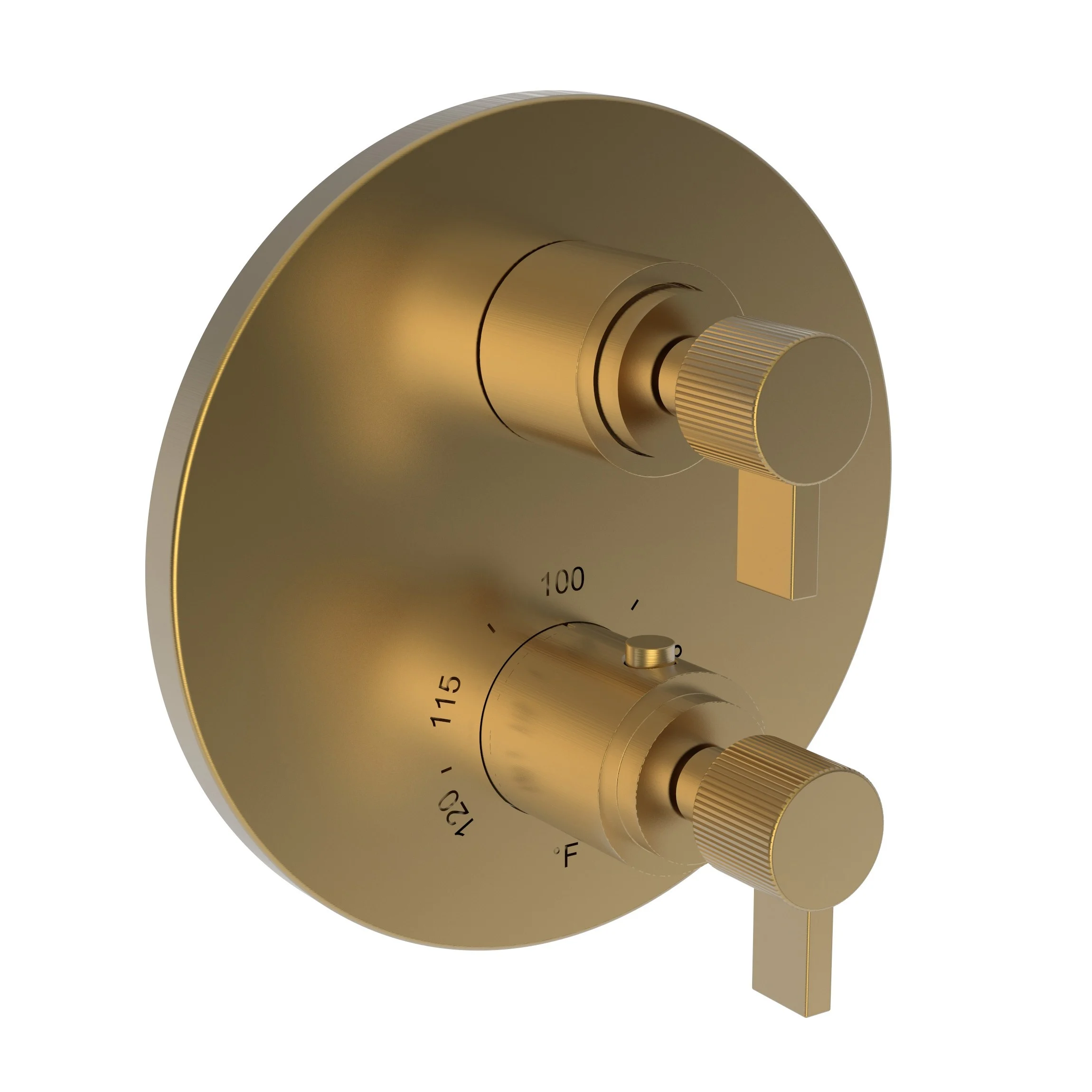 Pardees - 1/2" Round Thermostatic Trim Plate with Handle - Satin Bronze - PVD - 3-3233TR | Newport Brass