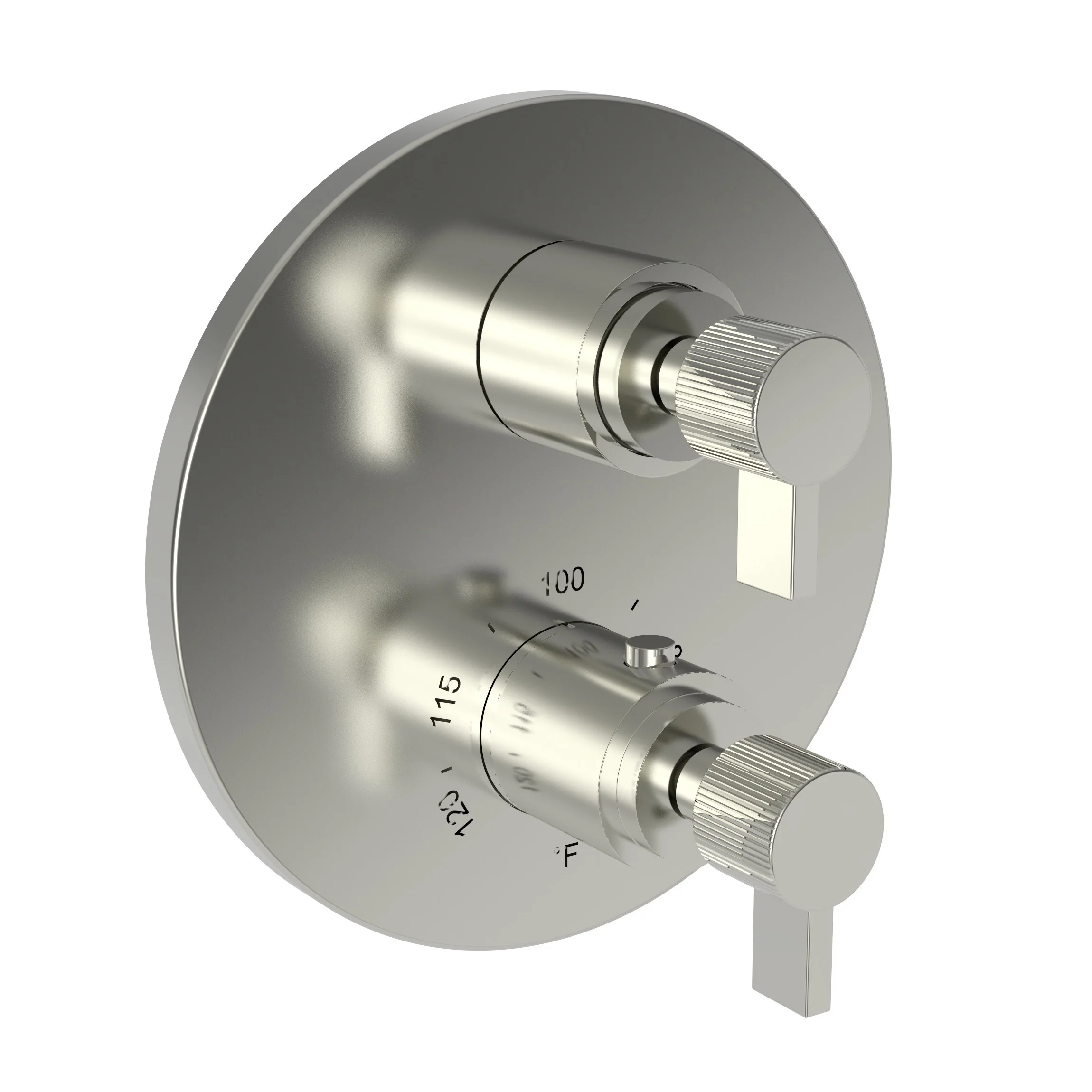 Pardees - 1/2" Round Thermostatic Trim Plate with Handle - Polished Nickel - Natural - 3-3233TR | Newport Brass