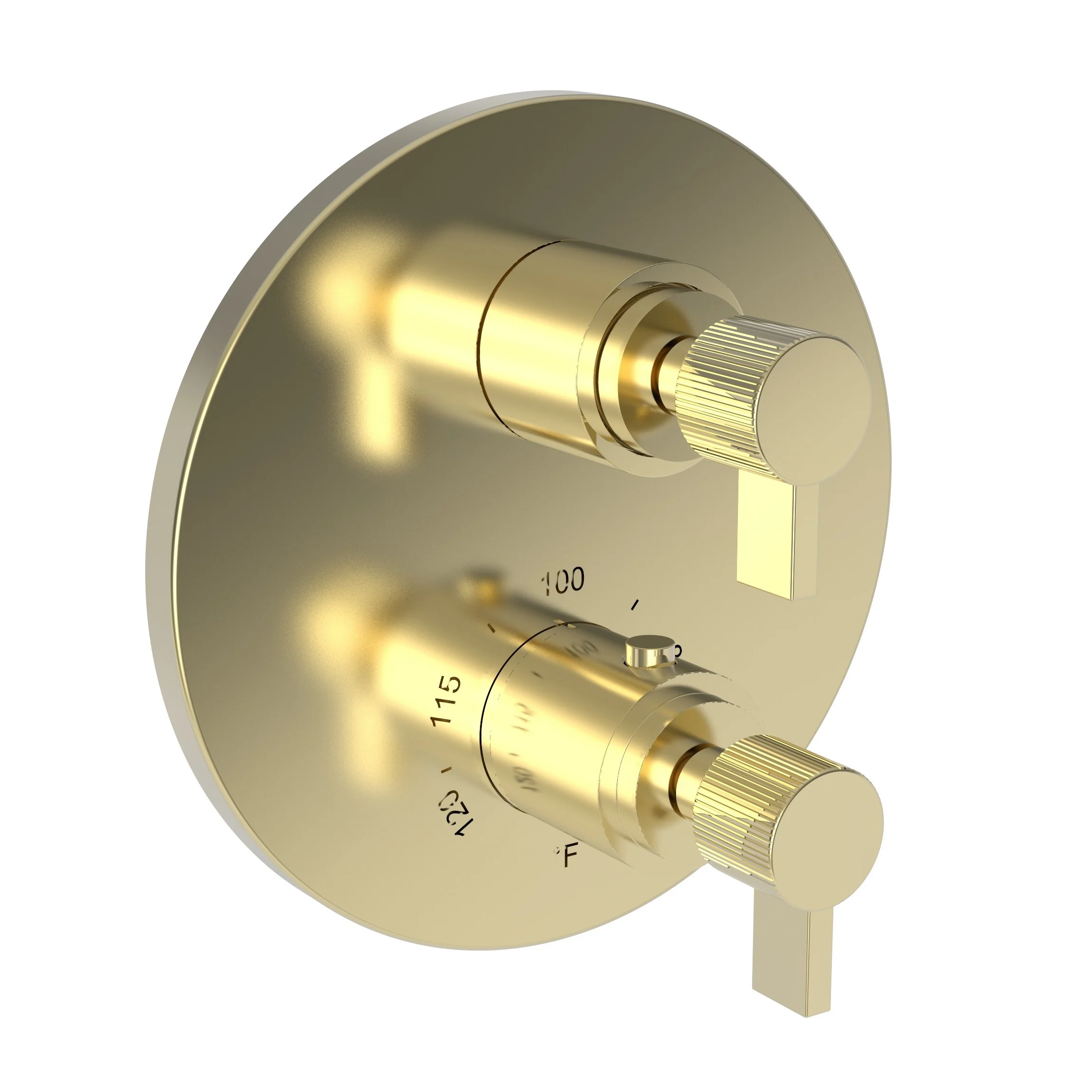 Pardees - 1/2" Round Thermostatic Trim Plate with Handle - French Gold - PVD - 3-3233TR | Newport Brass