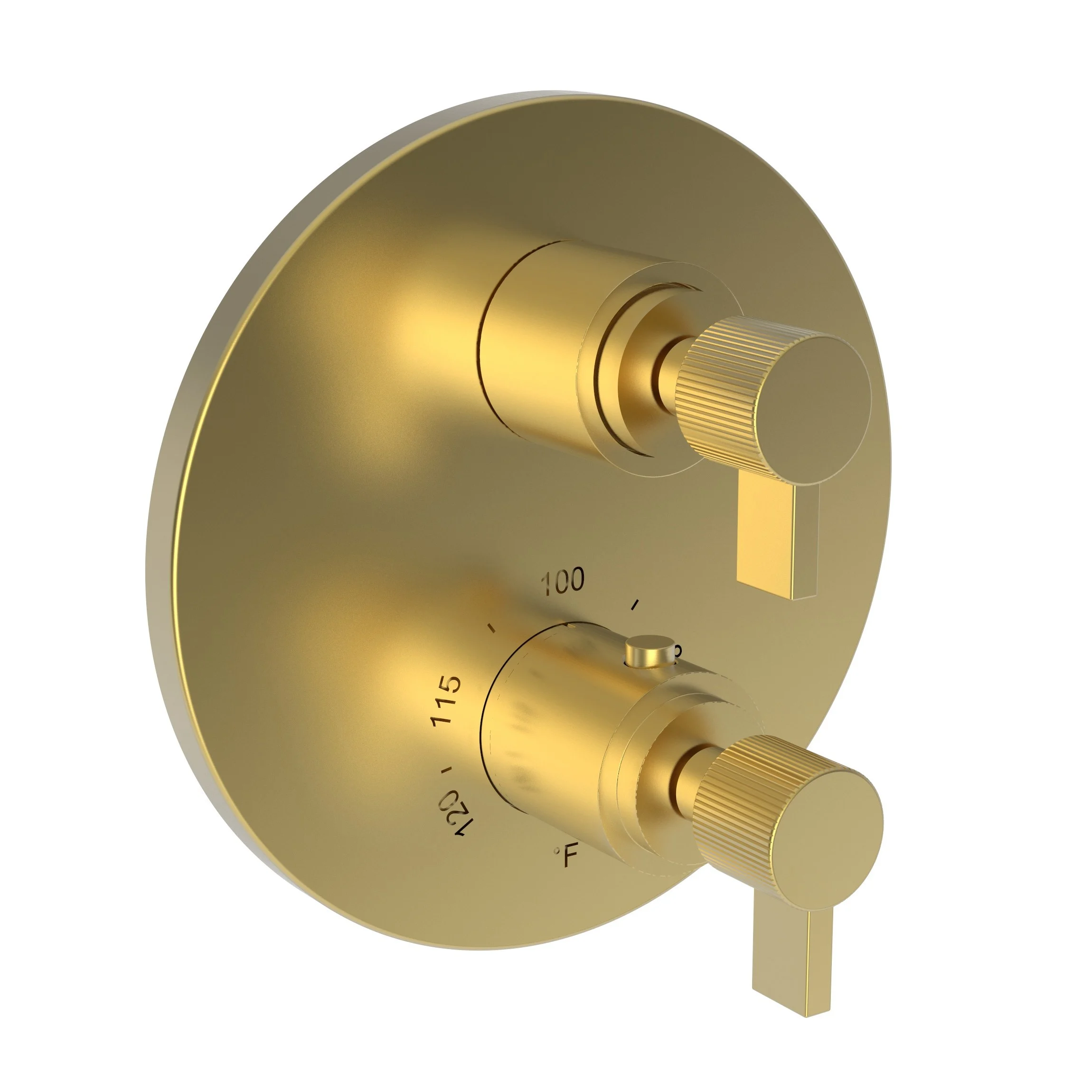 Pardees - 1/2" Round Thermostatic Trim Plate with Handle - Satin Gold - PVD - 3-3233TR | Newport Brass
