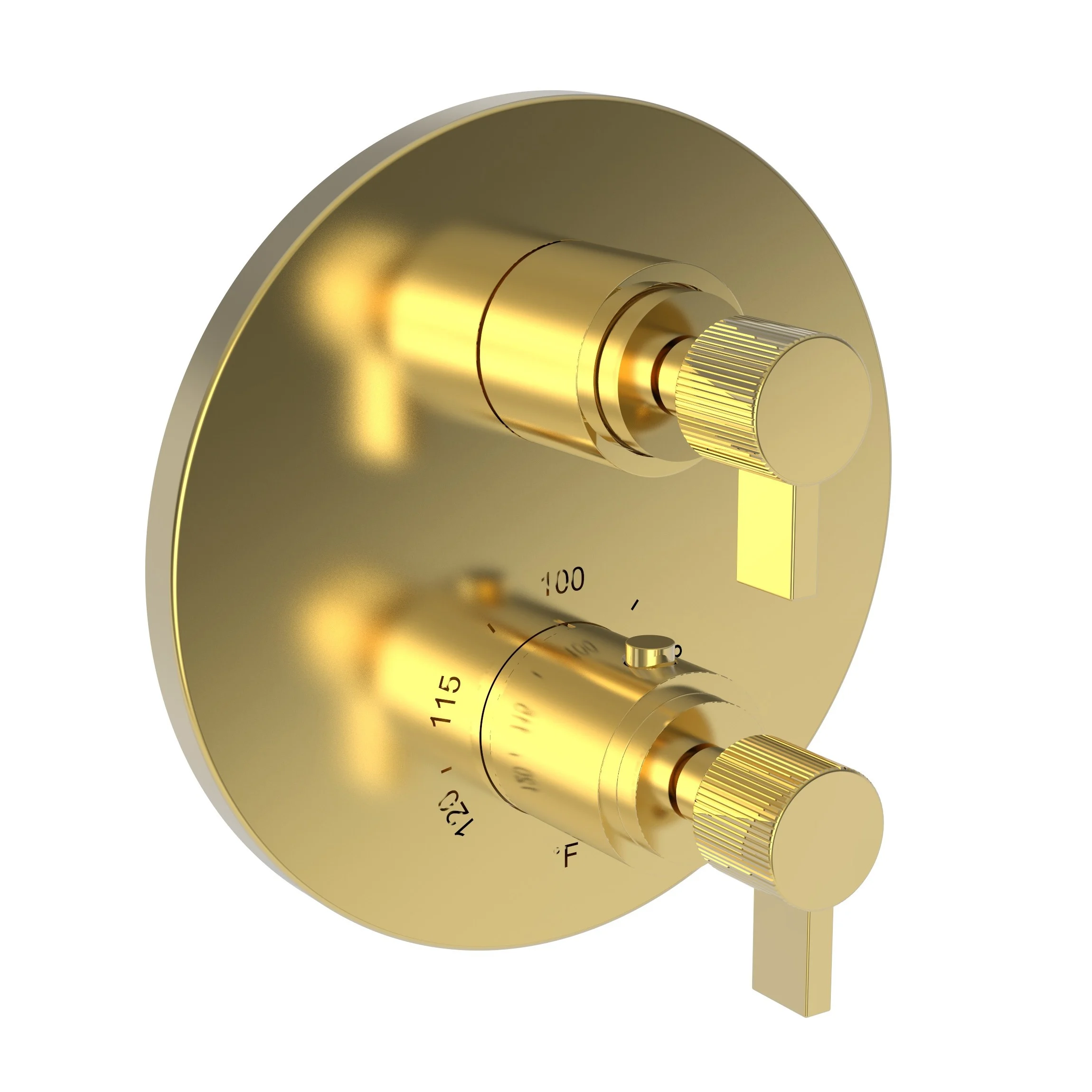 Pardees - 1/2" Round Thermostatic Trim Plate with Handle - Polished Gold - PVD - 3-3233TR | Newport Brass