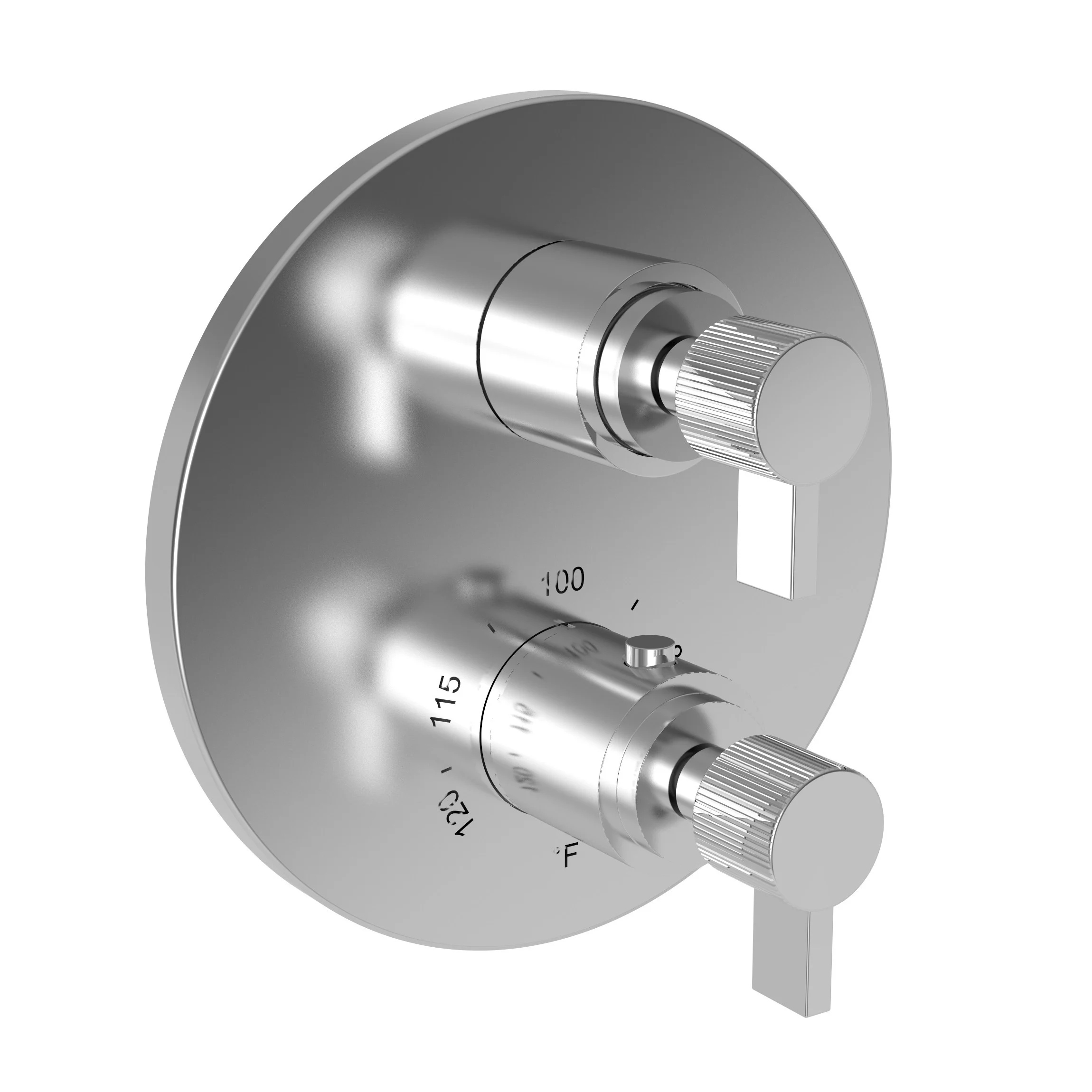 Pardees - 1/2" Round Thermostatic Trim Plate with Handle - Polished Chrome- 3-3233TR | Newport Brass