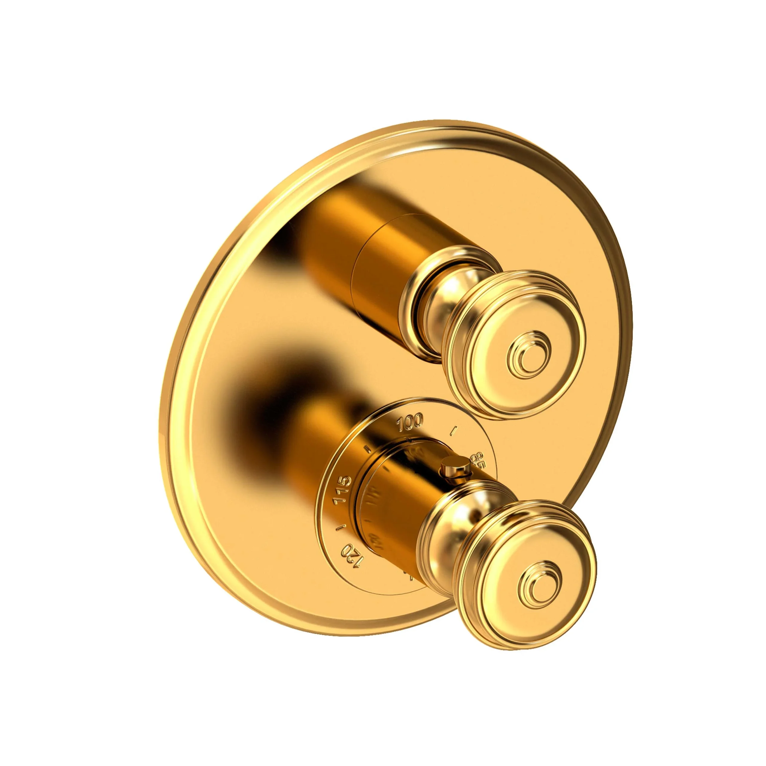 Amisa -1/2" Round Thermostatic Trim Plate with Handle - Aged Brass - 3-803TR | Newport Brass