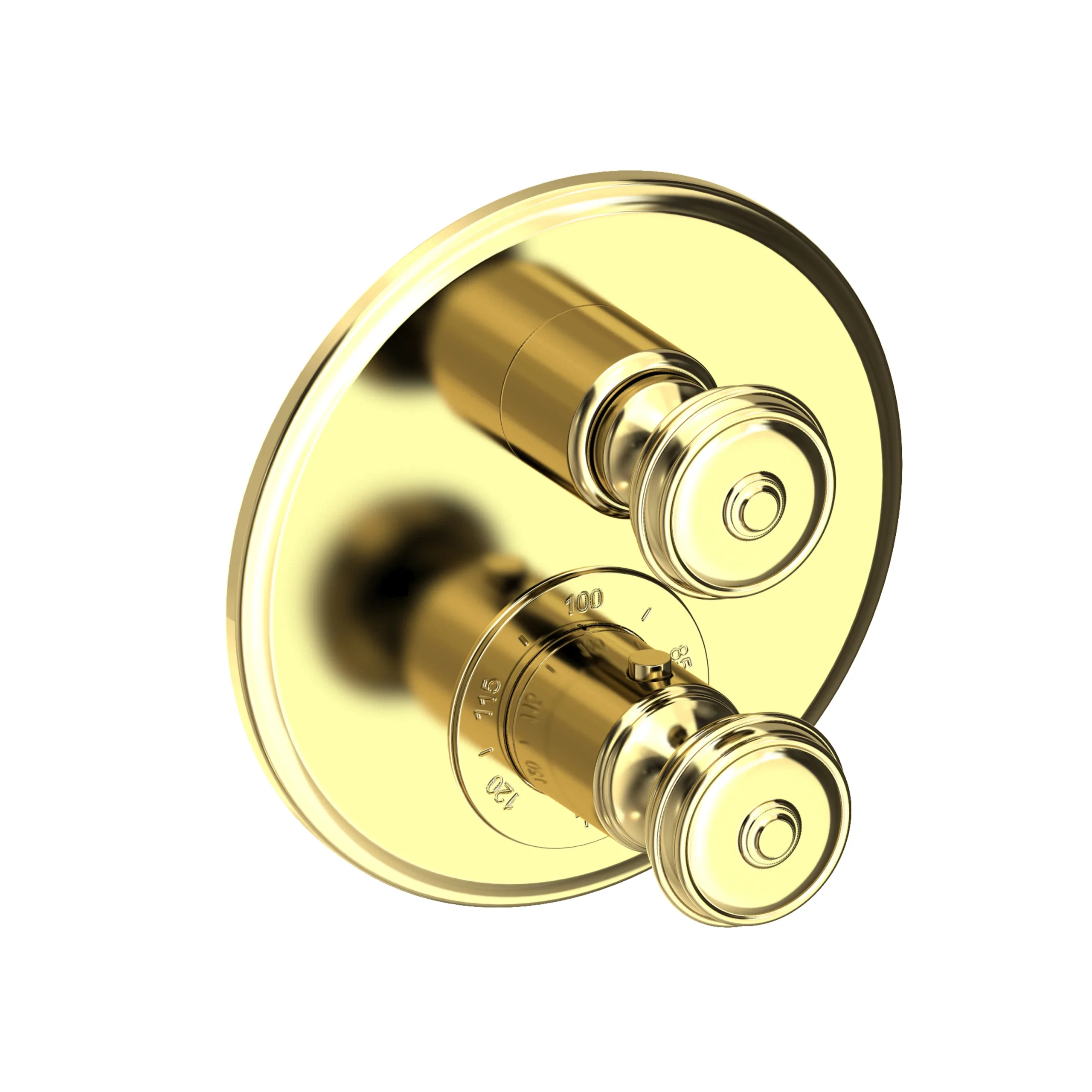 Amisa -1/2" Round Thermostatic Trim Plate with Handle - Uncoated Polished Brass - Living - 3-803TR | Newport Brass