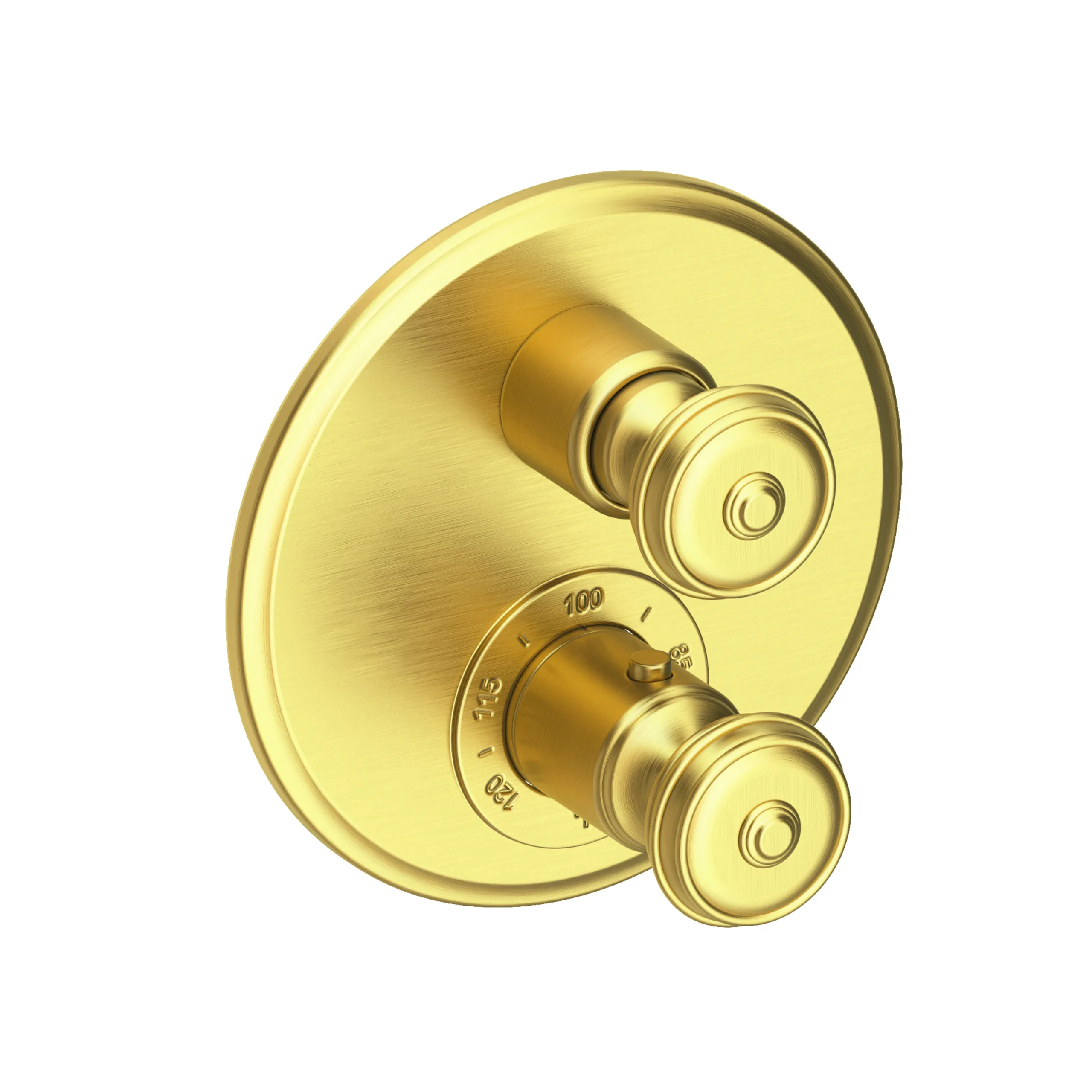 Amisa -1/2" Round Thermostatic Trim Plate with Handle - Satin Brass - PVD - 3-803TR | Newport Brass