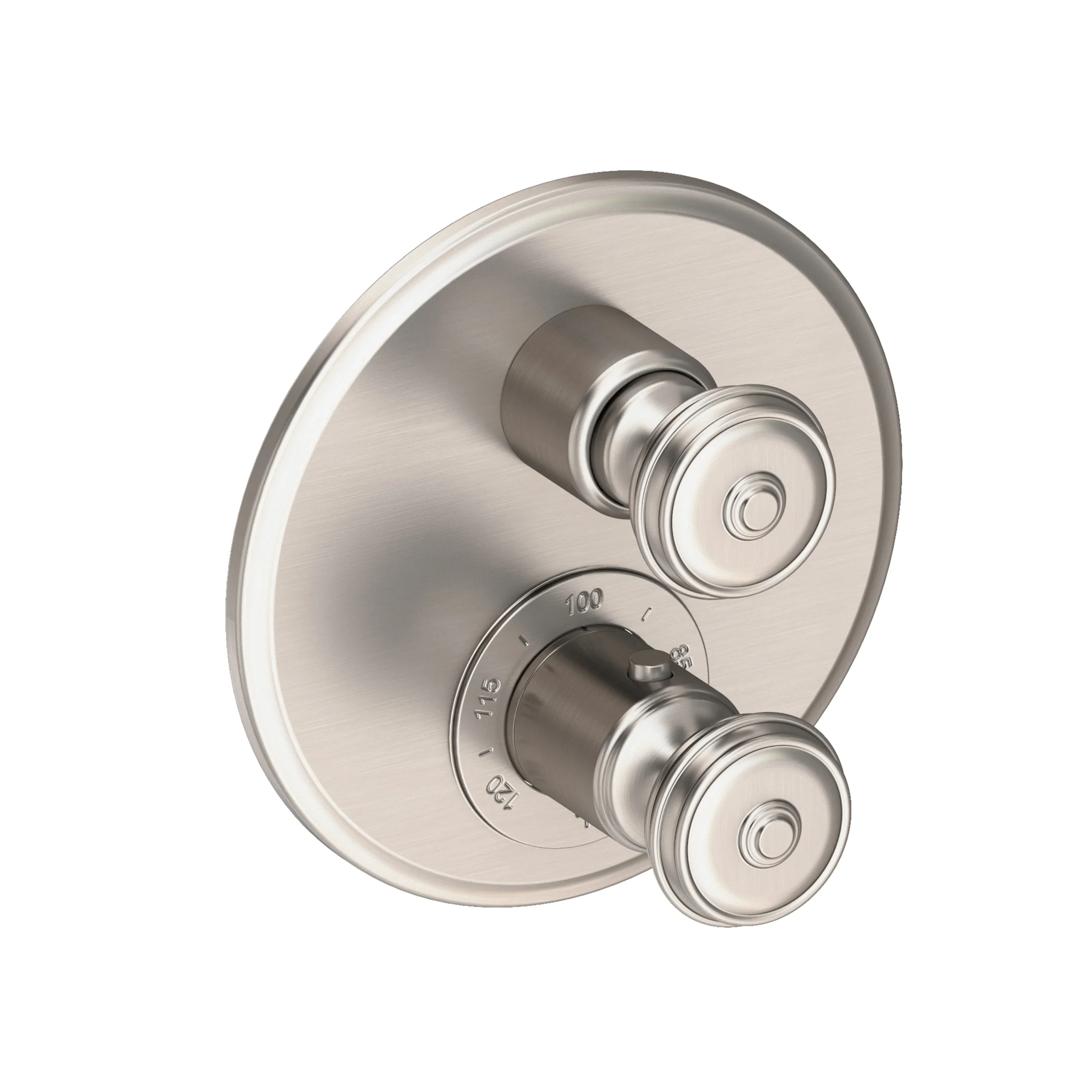 Amisa -1/2" Round Thermostatic Trim Plate with Handle - Satin Nickel - PVD - 3-803TR | Newport Brass
