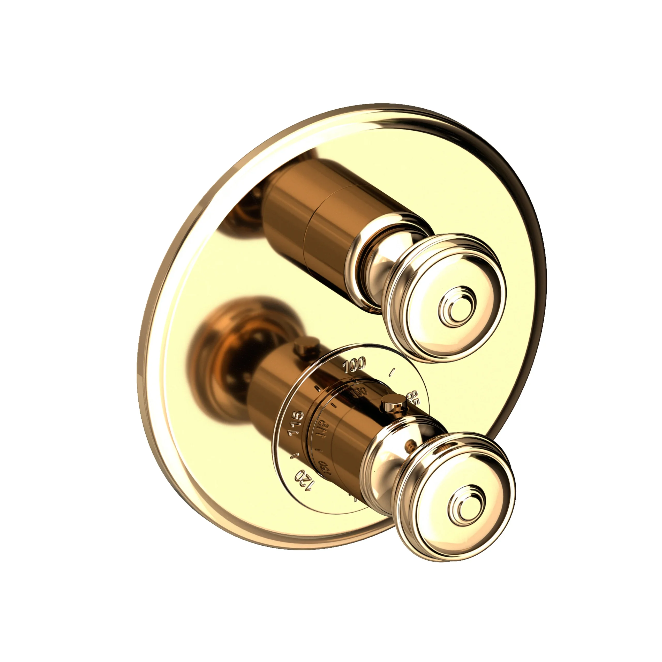 Amisa -1/2" Round Thermostatic Trim Plate with Handle - French Gold - PVD - 3-803TR | Newport Brass