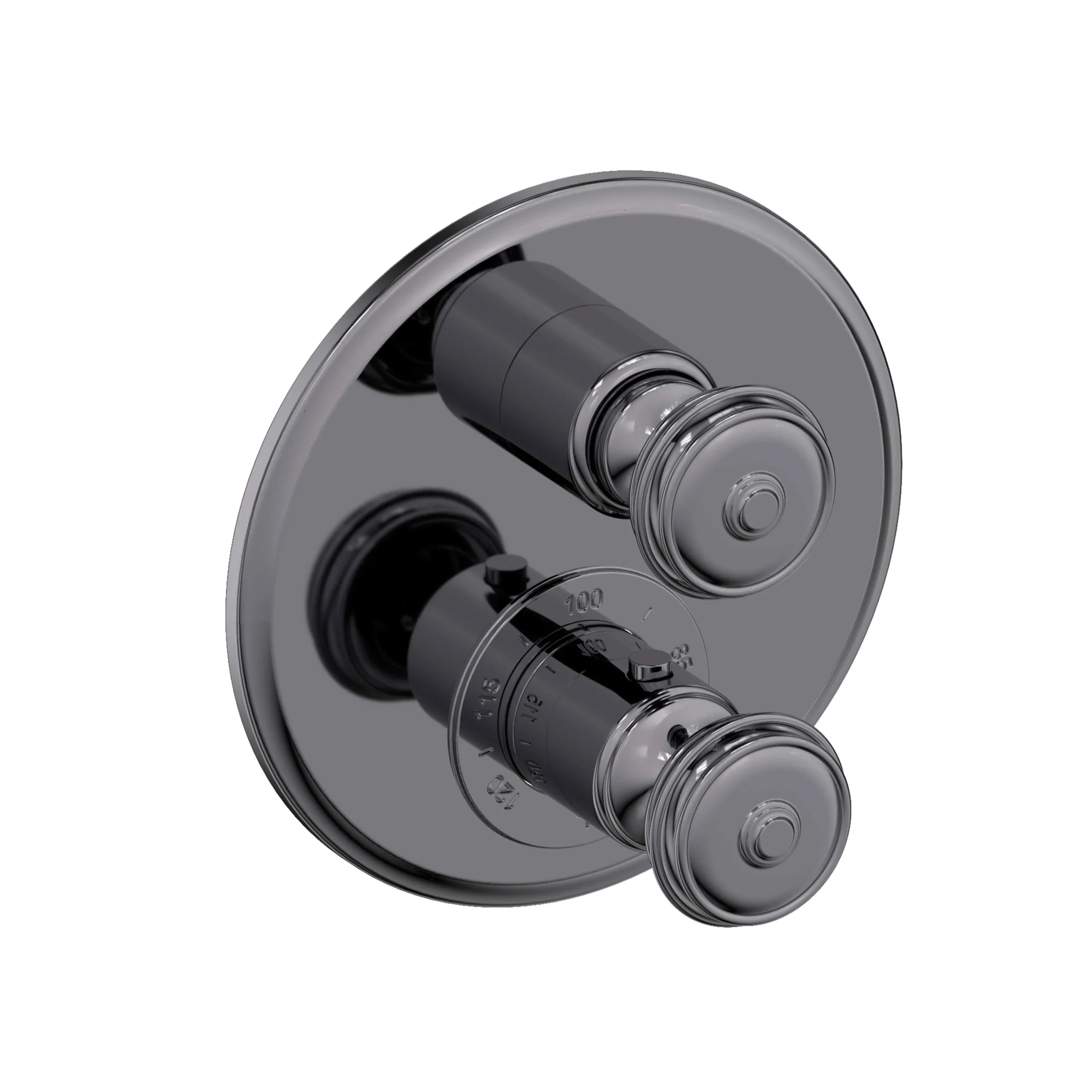 Amisa -1/2" Round Thermostatic Trim Plate with Handle - Midnight Chrome - 3-803TR | Newport Brass