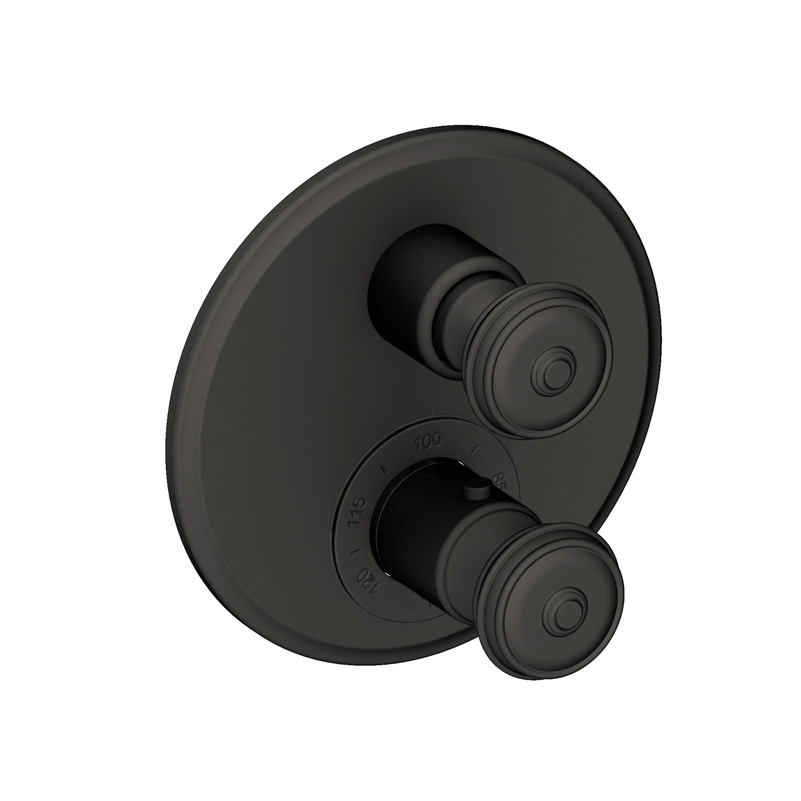 Amisa -1/2" Round Thermostatic Trim Plate with Handle - Flat Black - 3-803TR | Newport Brass