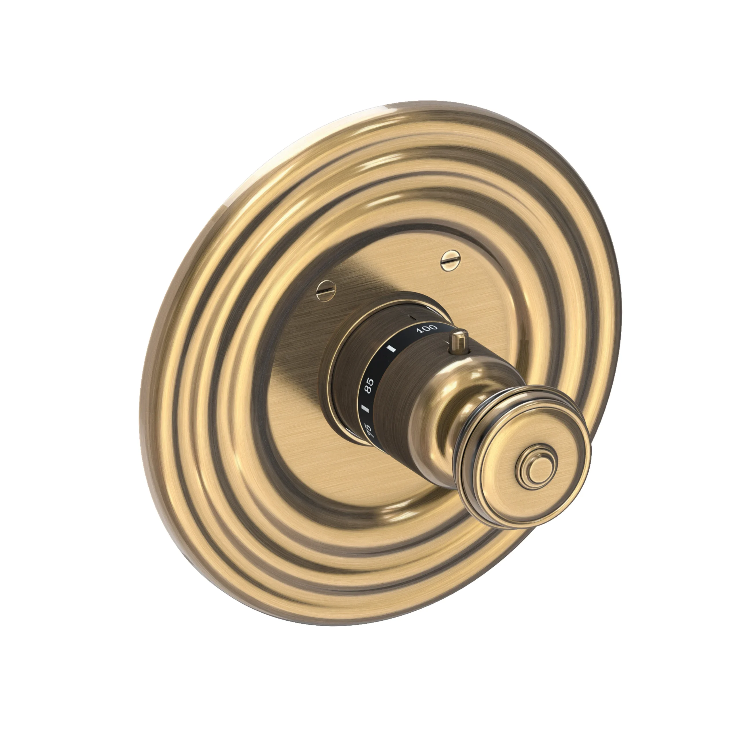 Amisa - 3/4" Round Thermostatic Trim Plate with Handle - Antique Brass - 3-804TR | Newport Brass