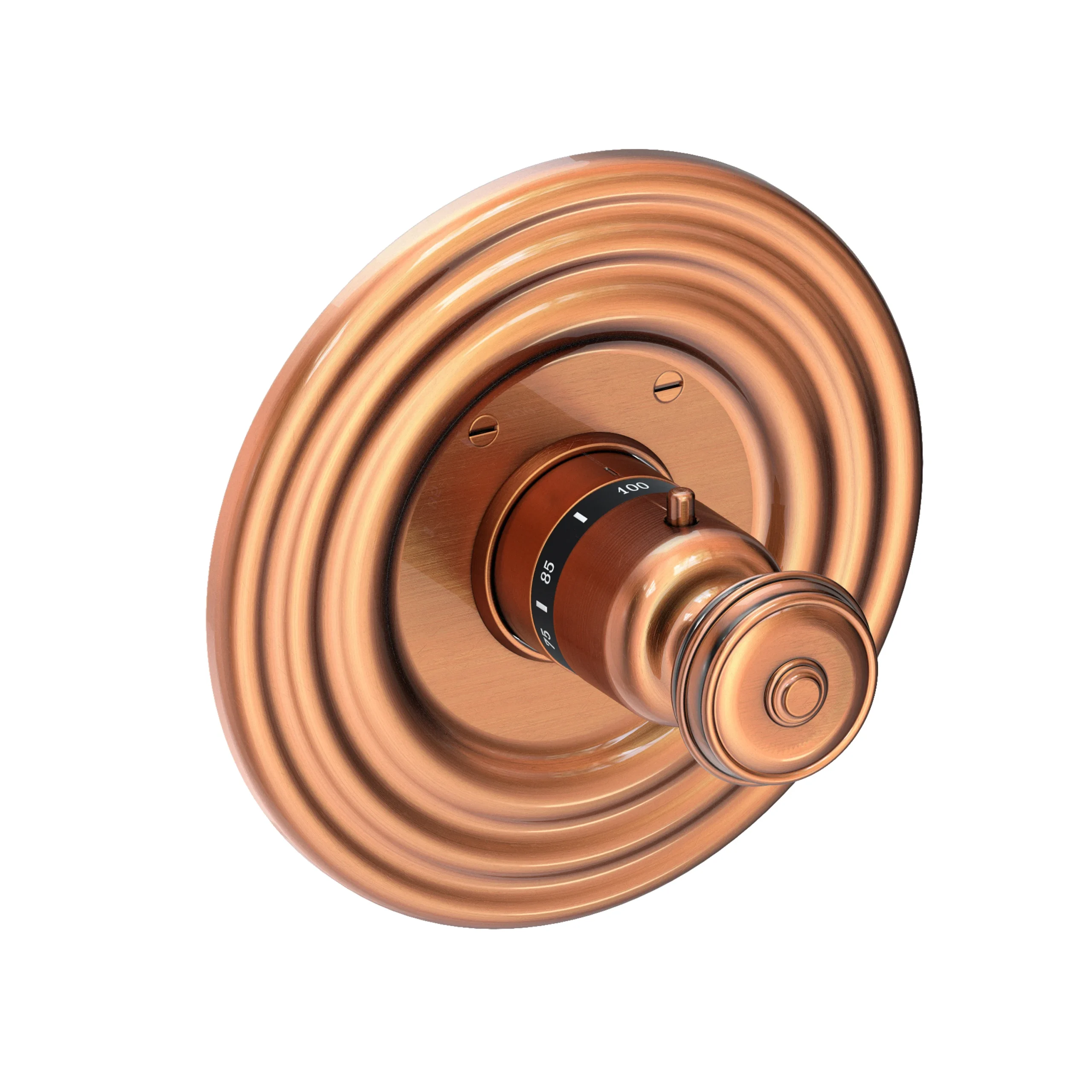 Amisa - 3/4" Round Thermostatic Trim Plate with Handle - Antique Copper - 3-804TR | Newport Brass