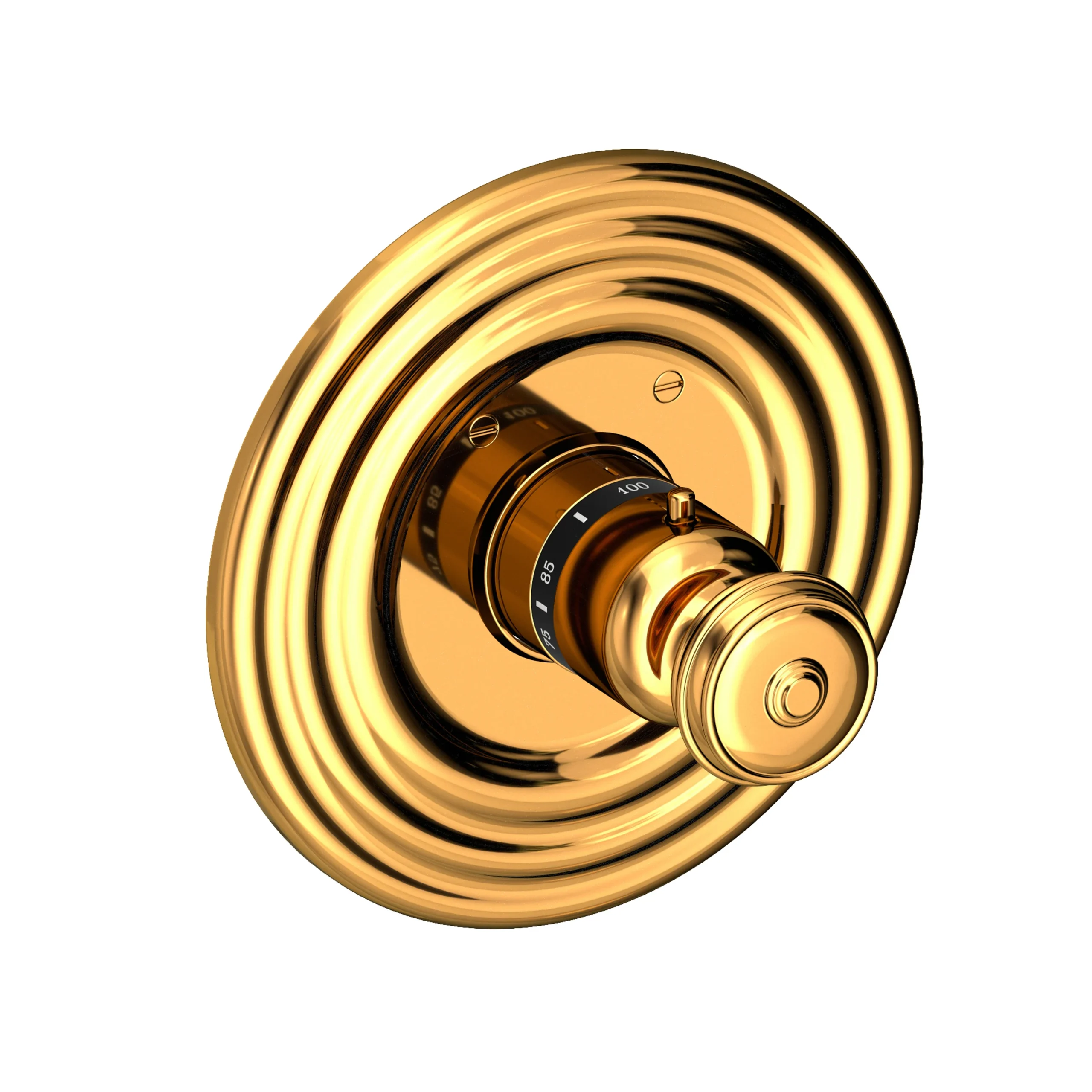 Amisa - 3/4" Round Thermostatic Trim Plate with Handle - Polished Gold - PVD - 3-804TR | Newport Brass
