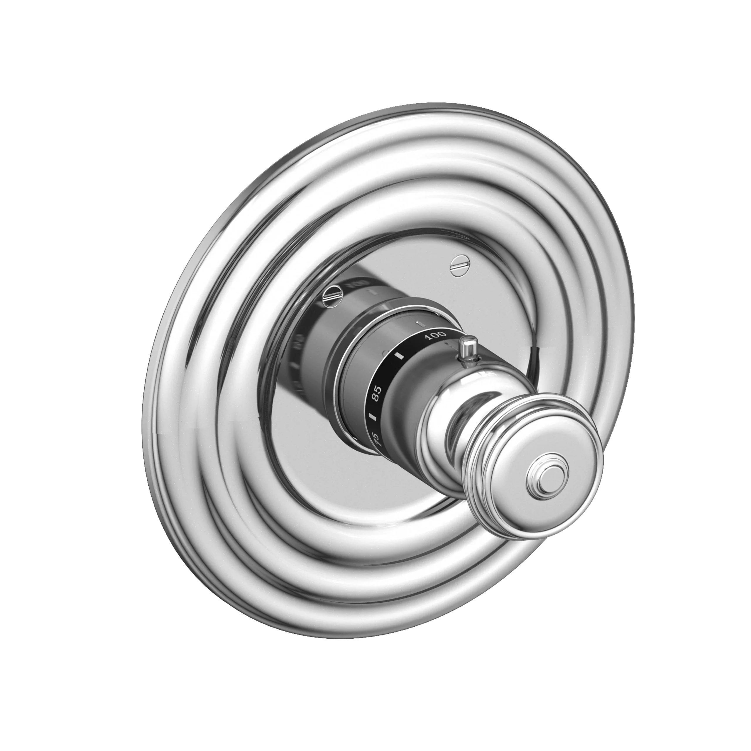 Amisa - 3/4" Round Thermostatic Trim Plate with Handle - Polished Chrome- 3-804TR | Newport Brass