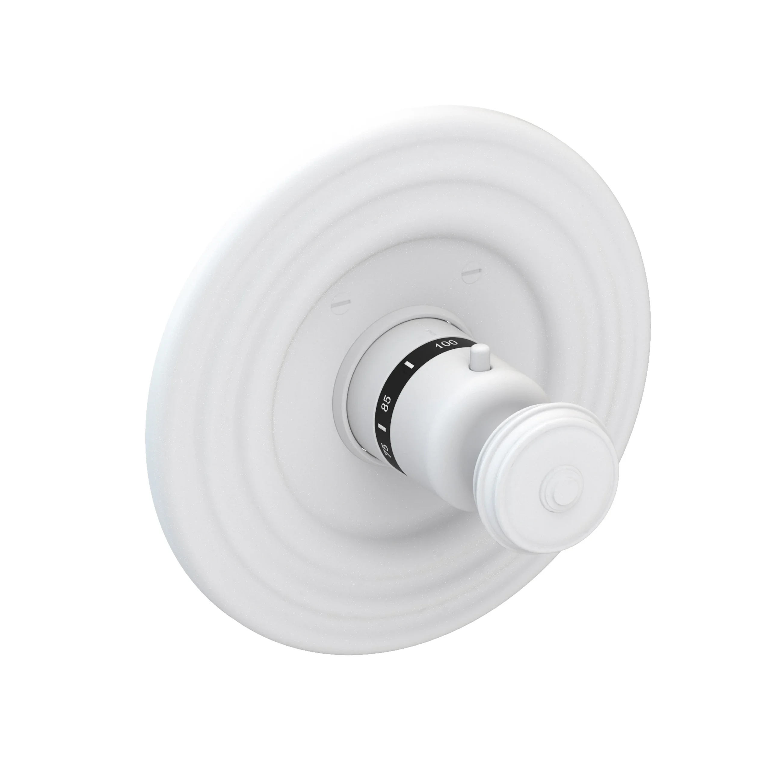 Amisa - 3/4" Round Thermostatic Trim Plate with Handle - Matte White - 3-804TR | Newport Brass