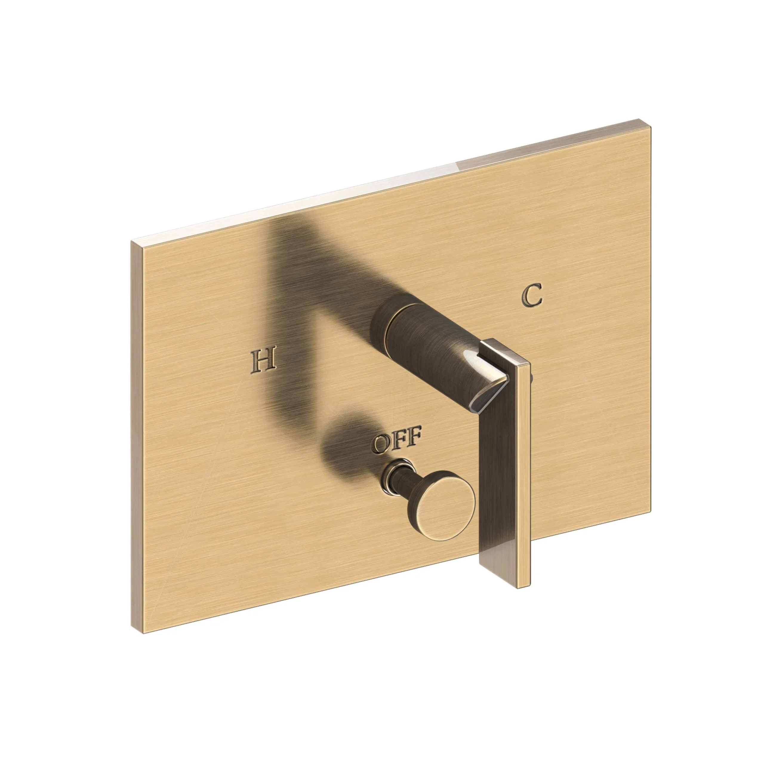 Metro - Balanced Pressure Tub & Shower Diverter Plate with Handle. Less Showerhead, arm and flange. - Antique Brass - 5-2542BP | Newport Brass