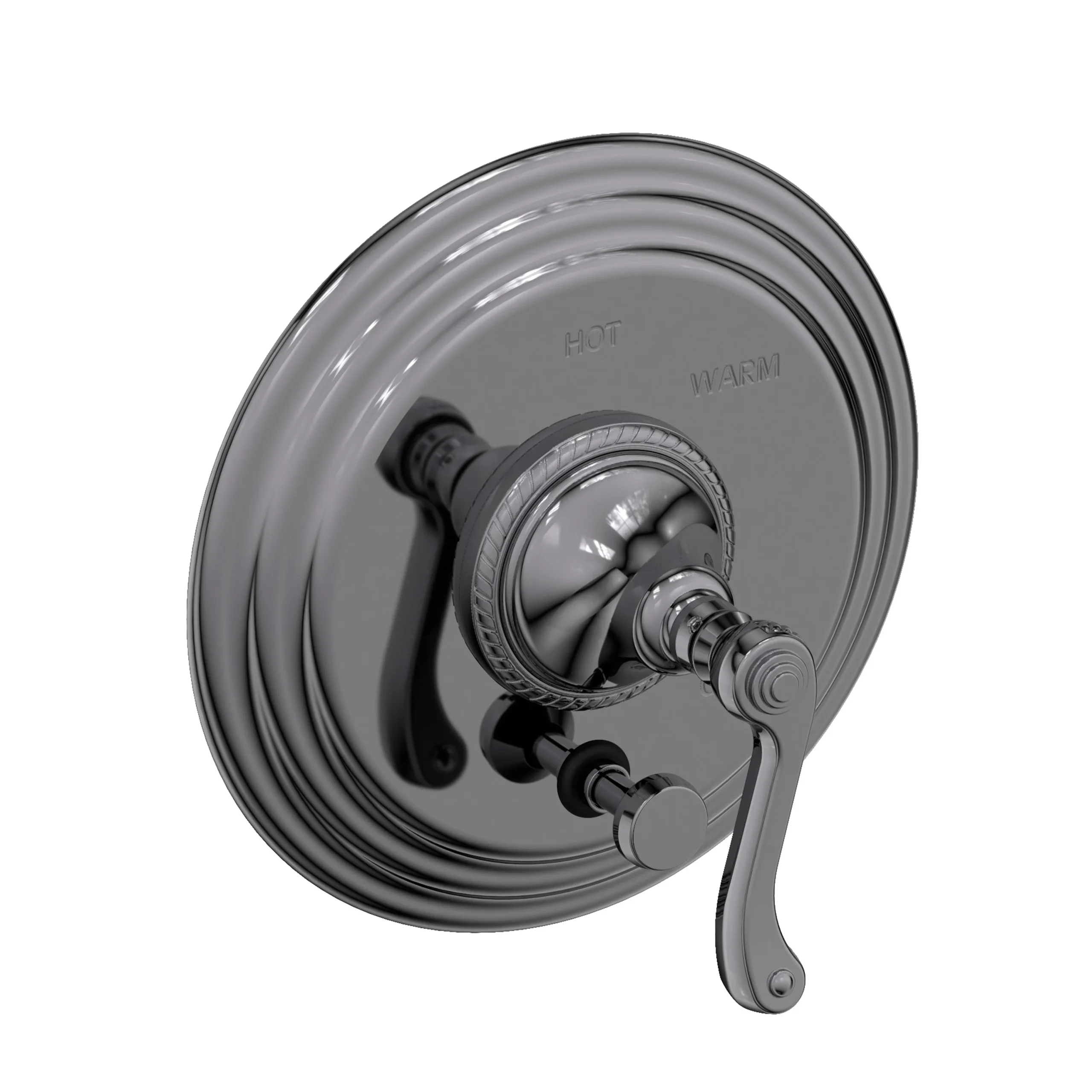 Amisa - Balanced Pressure Tub & Shower Diverter Plate with Handle. Less Showerhead, arm and flange. - Midnight Chrome - 5-982BP | Newport Brass