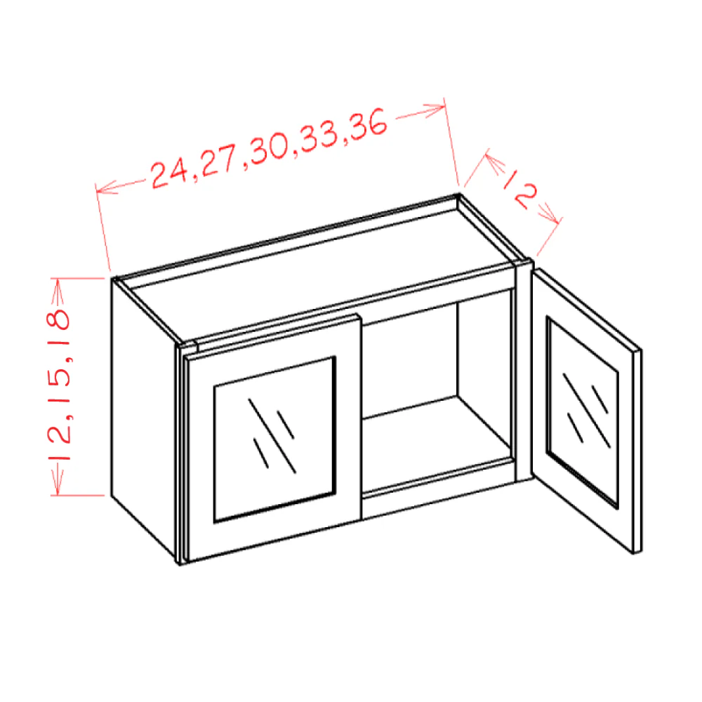 Casselberry Saddle Stacker Wall Glass Door Cabinet with Finished Interior - 27"W x 15"H x 12"D