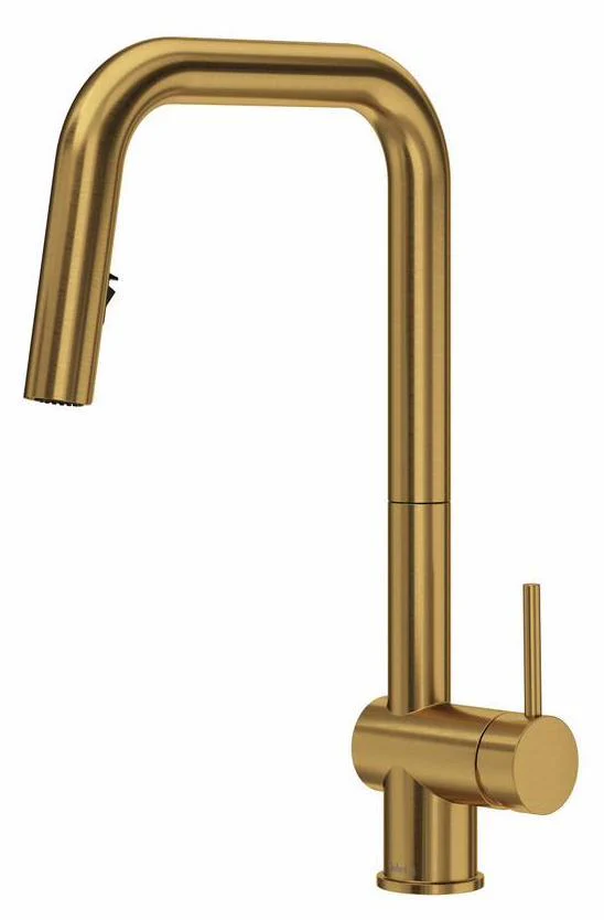 Azure Kitchen Faucet with Pulldown Spray with U-Spout - Brushed Gold AZSQ201BG RIOBEL