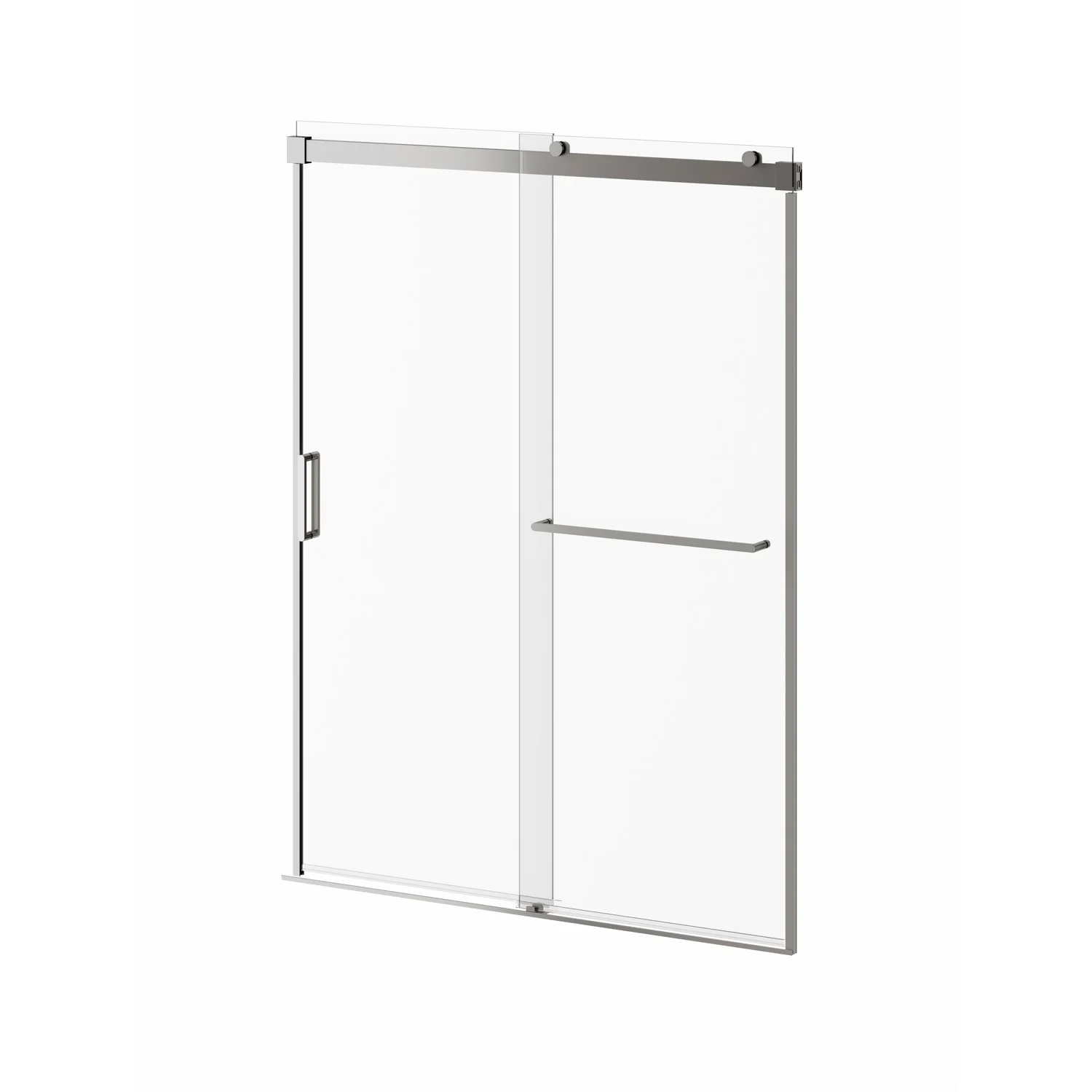 Akcess Plus (Box 2 of 2) 60" x 77" External Panel Sliding Shower Door with Towel Bar - Brushed Nickel DR1296-120-003-002 Kalia