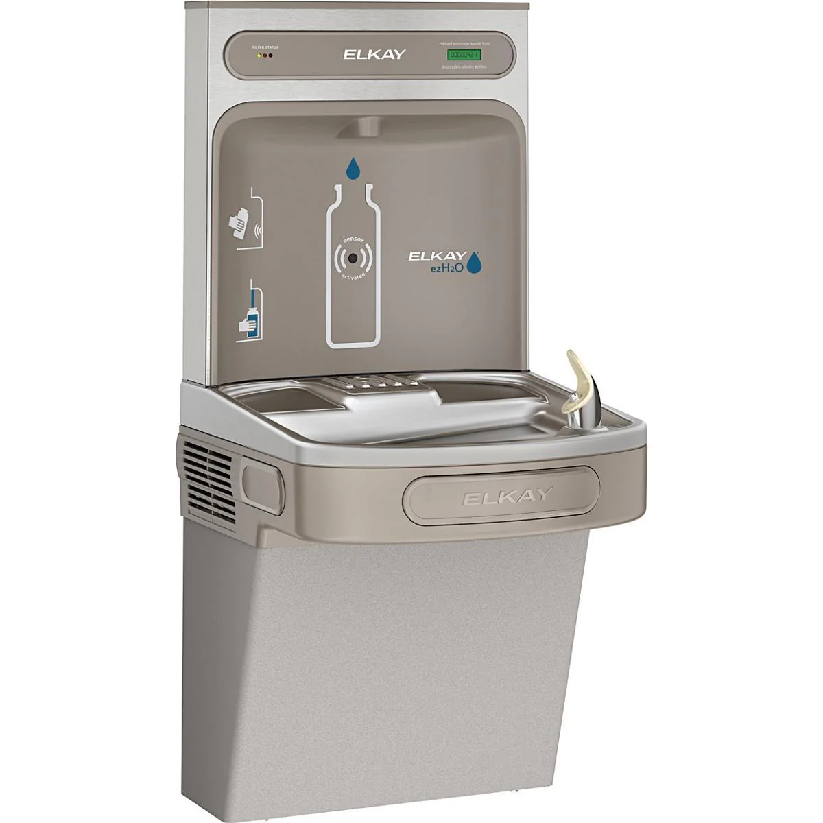 ezH2O Bottle Filler and Drinking Fountain Filtered Refrigerated with Single ADA Cooler - Light Gray LZS8WSLK Elkay