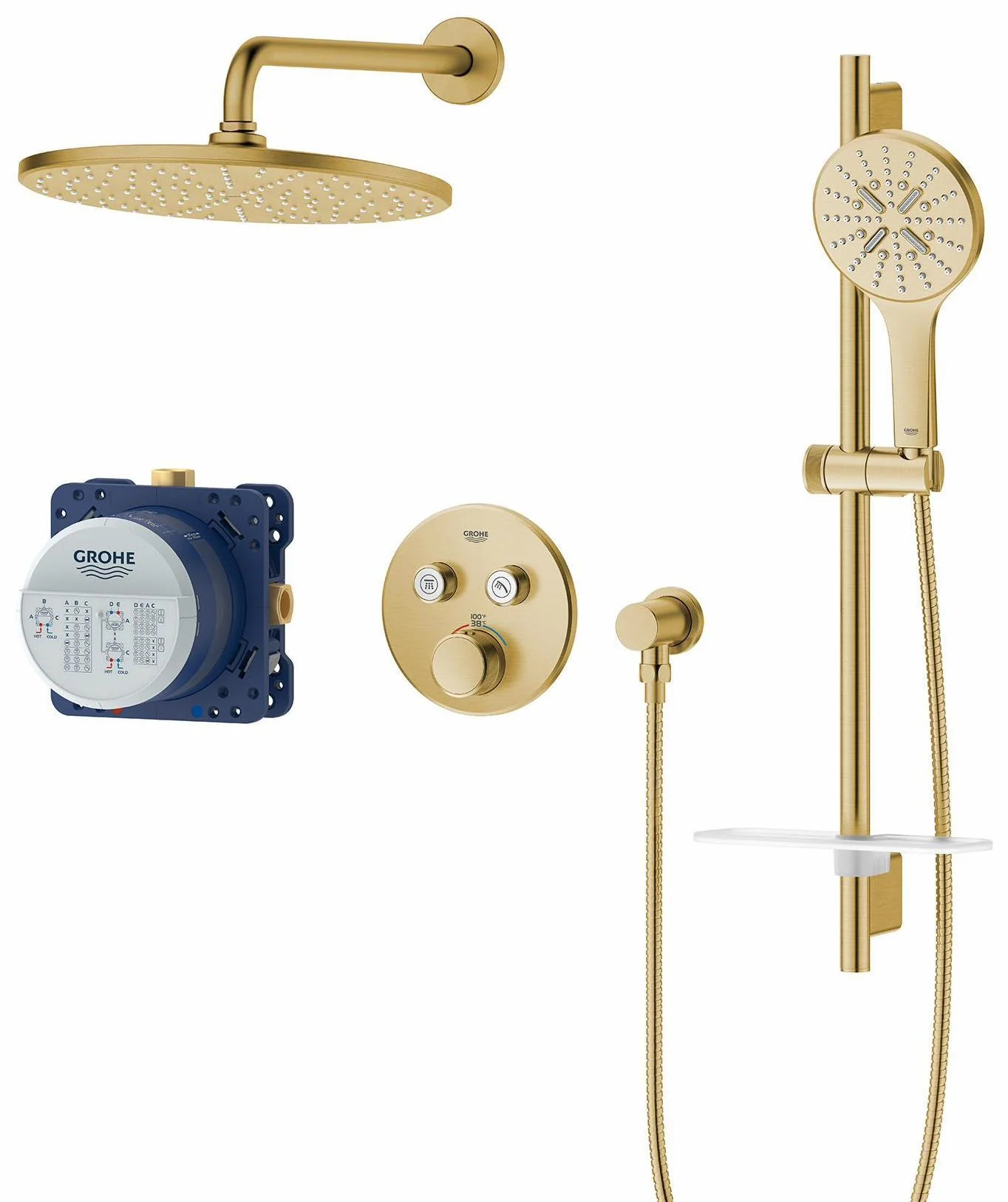 Rainshower SmartControl Thermostatic Shower Kit with Rough-In - Brushed Cool Sunrise 103070GN00 Grohe