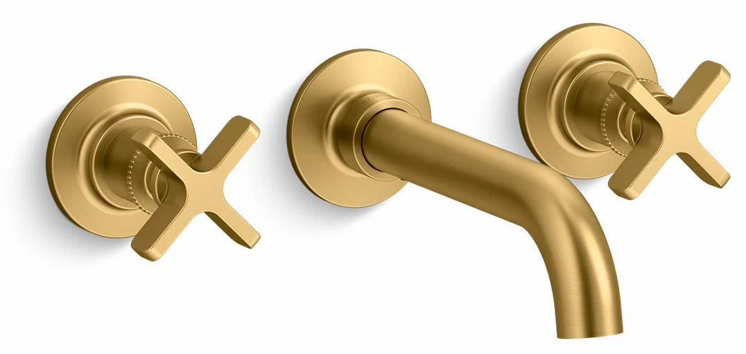 Castia by Studio McGee Wall Mount Bathroom Faucet Trim - Vibrant Brushed Moderne Brass T35909-3-2MB Kohler