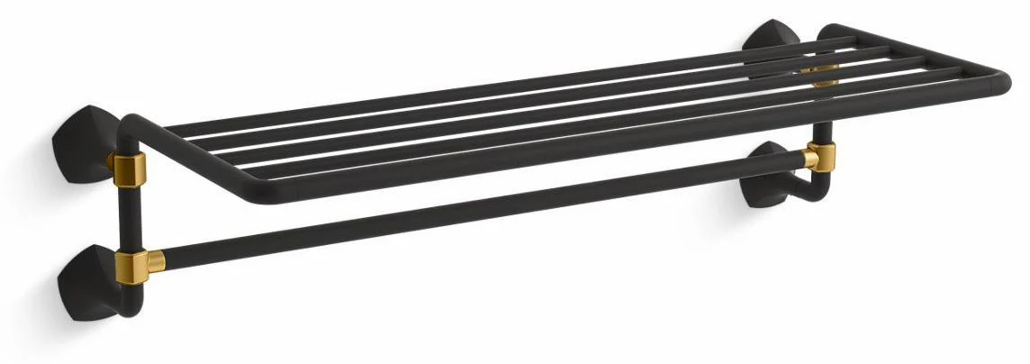 Occasion Hotelier Towel Bar Shelf - Matte Black with Brushed Moderne Brass 27085-BMB Kohler
