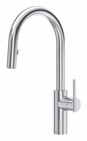 Lateral Kitchen Faucet with Pulldown Spray with C-Spout - Stainless Steel LT201SS RIOBEL