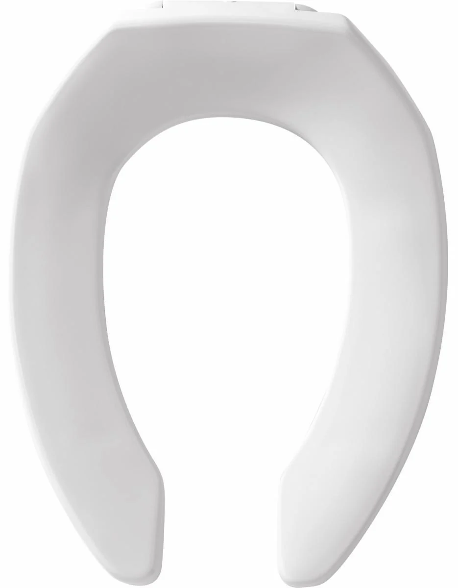 Elongated Commercial Plastic Open Front Toilet Seat less Cover - White 1955SSCT 000 Bemis