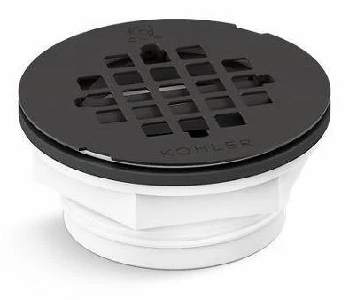 Round PVC Drain for Shower Base - Matte Black 22676-BL Kohler