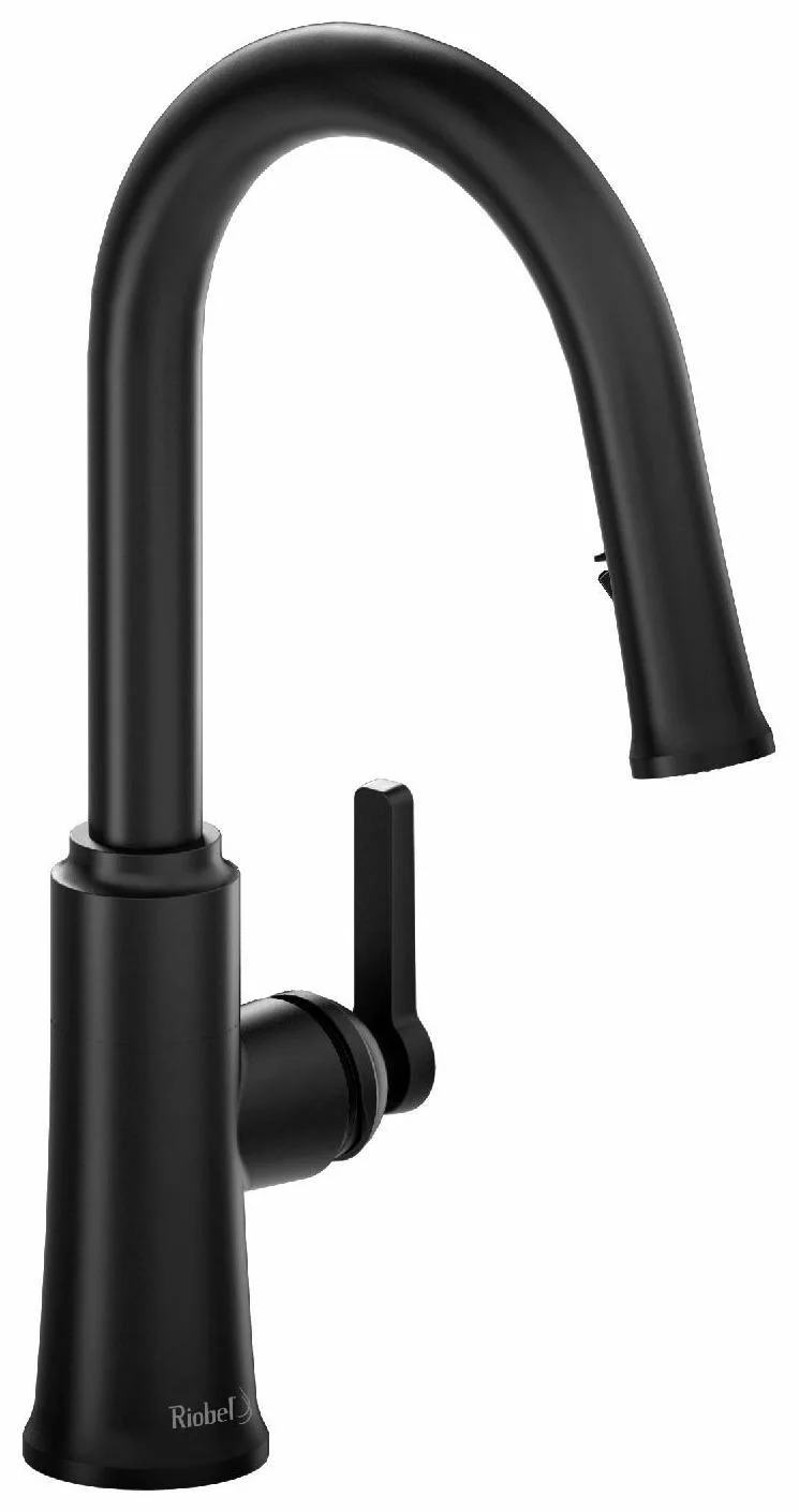 Trattoria Kitchen Faucet with Pulldown Spray with C-Spout - Black TTRD101BK RIOBEL
