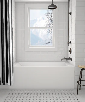 Amala 60 x 30 Alcove Bathtub with RH Drain - White 41172 Acritec