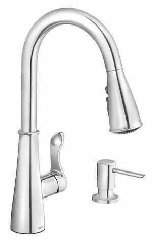 Hadley Kitchen Faucet with Pulldown Spray and Soap Dispenser - Chrome 87245 Moen