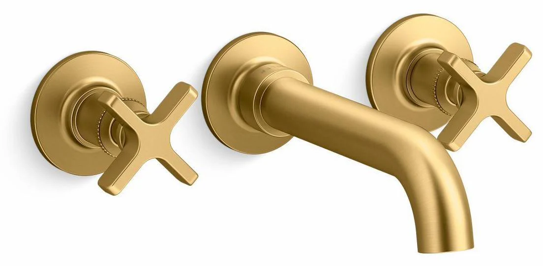 Castia by Studio McGee Wall Mount Tub Faucet Trim - Vibrant Brushed Moderne Brass T35910-3-2MB Kohler