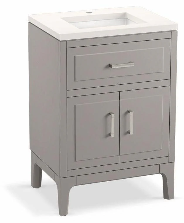 Seer 24" Bathroom Vanity with Sink and 1-Hole Quartz Top - Mohair Grey 33551-ASB-1WT Kohler