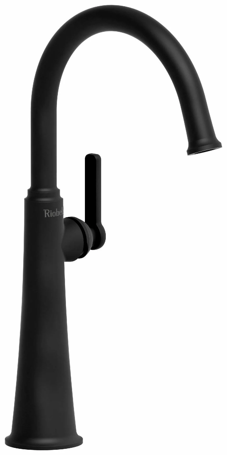 Momenti Single Hole Vessel Sink Bathroom Faucet with C-Spout with J-Shaped Handle 1.2 GPM - Black MMRDL01JBK RIOBEL
