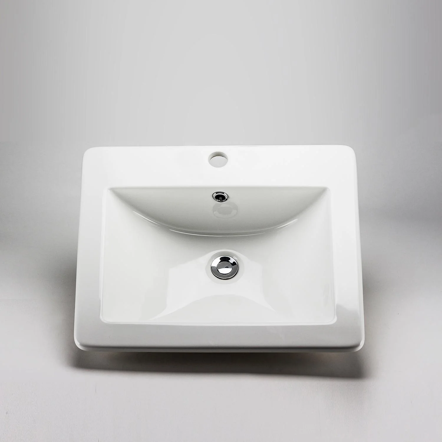 Rectangular 1-Hole Drop-In Bathroom Sink - White 36861 Acritec