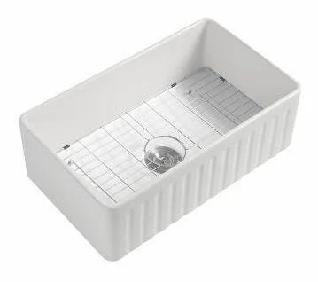 1 Bowl 33 x 20 Fireclay Reversible Apron Front Sink - White DF2033 Duval