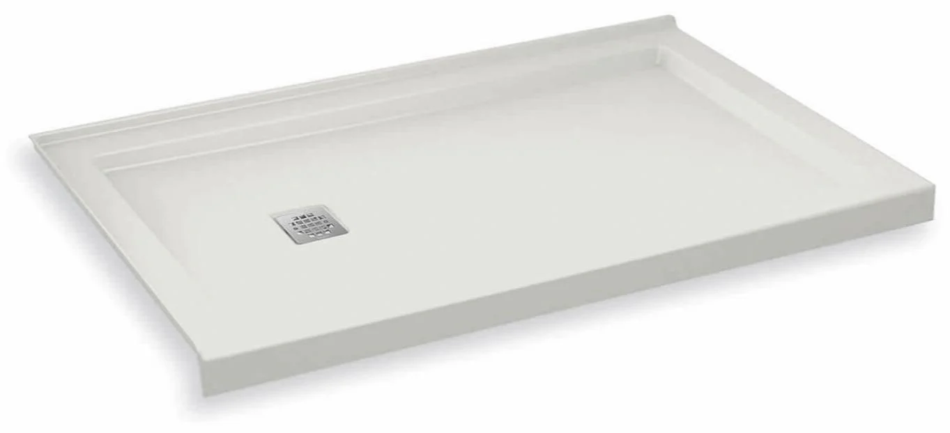 B3Square 60" x 36" Center Drain Left Corner Shower Base - White 420006-502-001-101 Maax