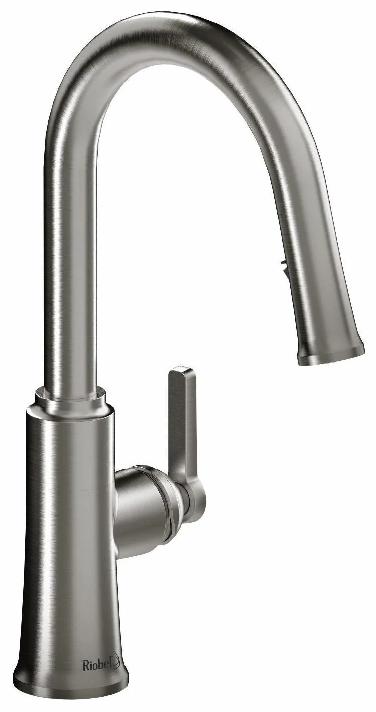 Trattoria Kitchen Faucet with Pulldown Spray with C-Spout - Stainless Steel TTRD101SS RIOBEL