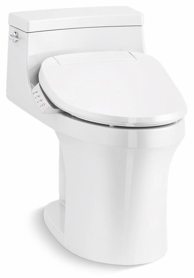 San Souci Comfort Height 1-Piece 1.28 GPF Compact Elongated Toilet With Hidden Cord - White 5172-HC-0 Kohler