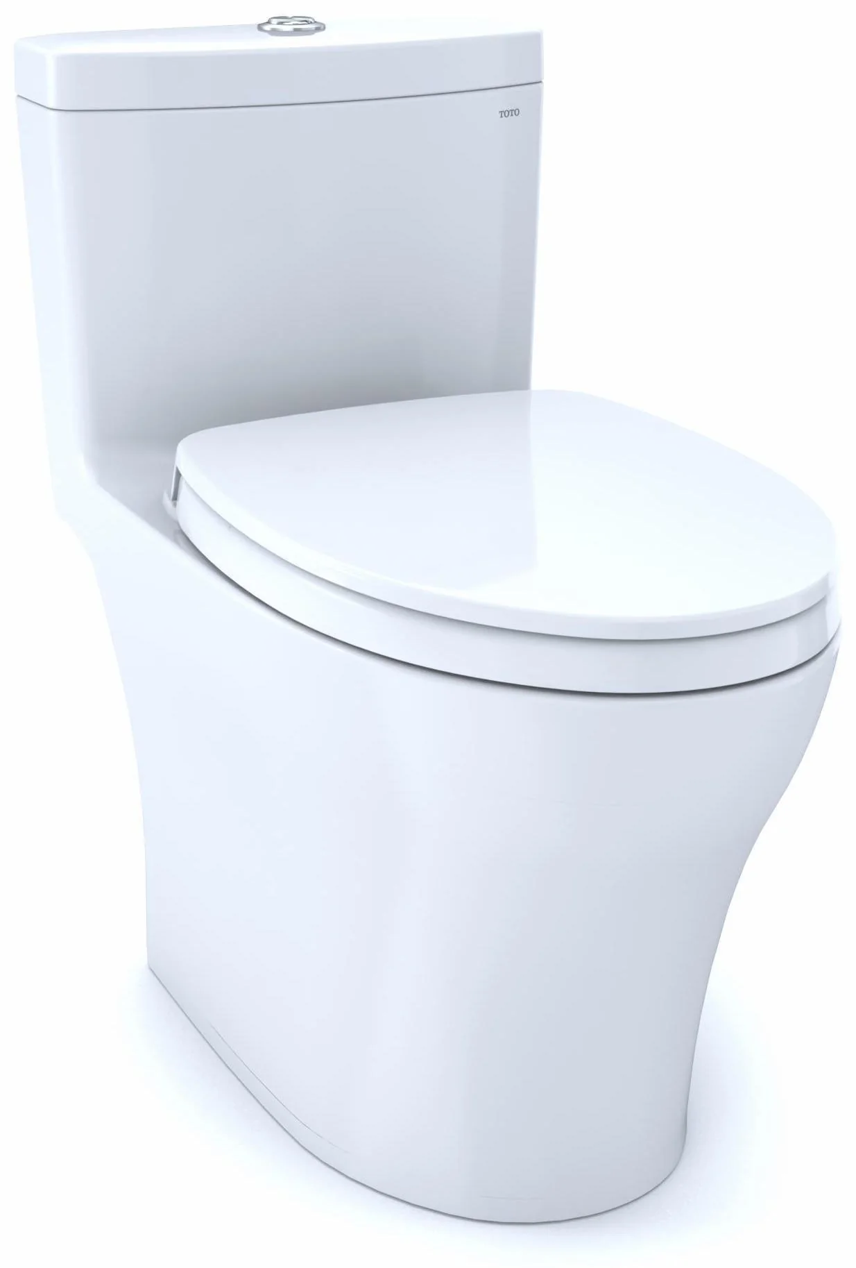 Aquia Comfort Height Elongated Dual Flush 1.28 and 0.9 GPF 1-Piece Toilet with SoftClose Seat - Cotton White MS646124CEMFGN#01 Toto